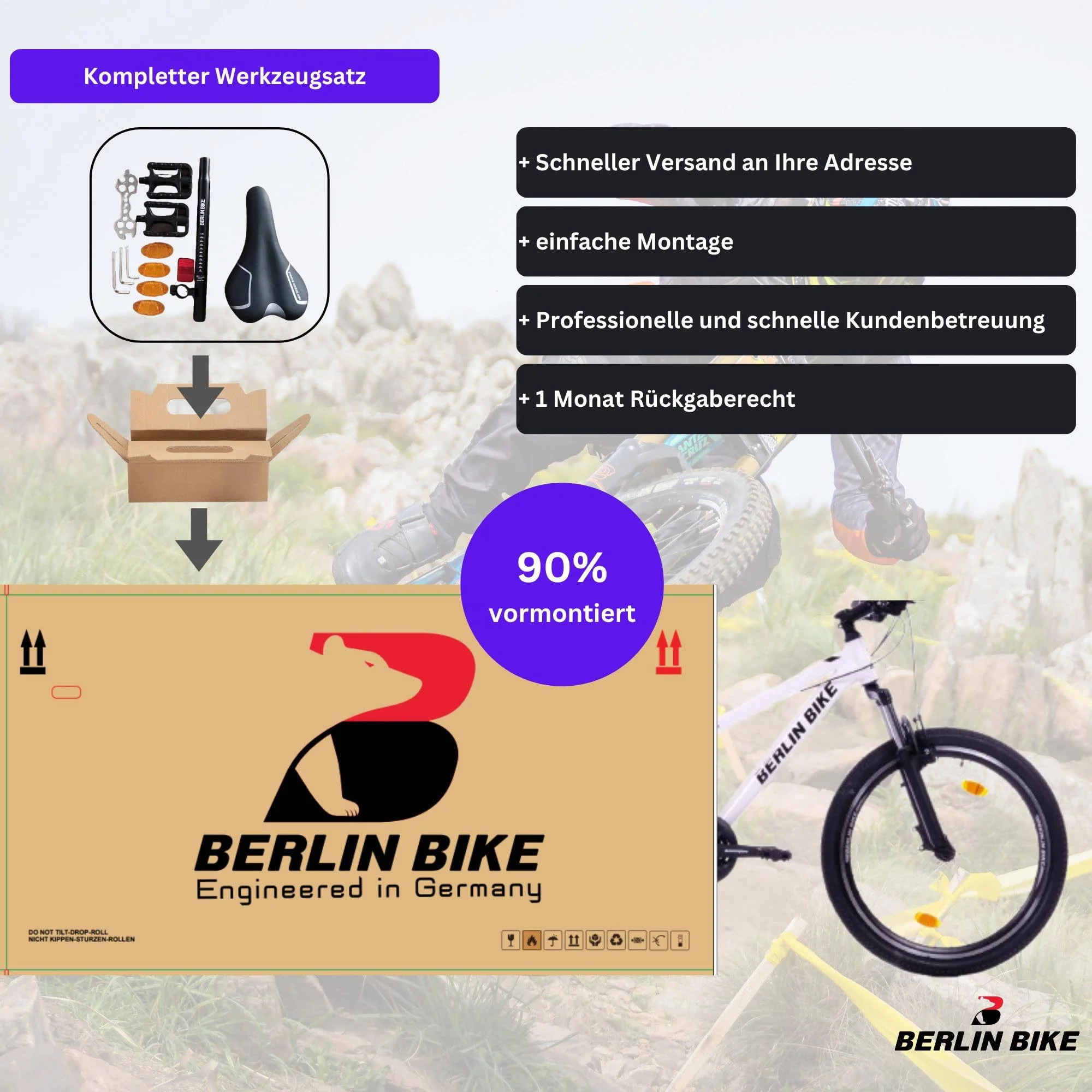BERLIN BIKE Mountainbike MTB1 24 Zoll Kinderfahrrad - blau (weiß) - Image 3