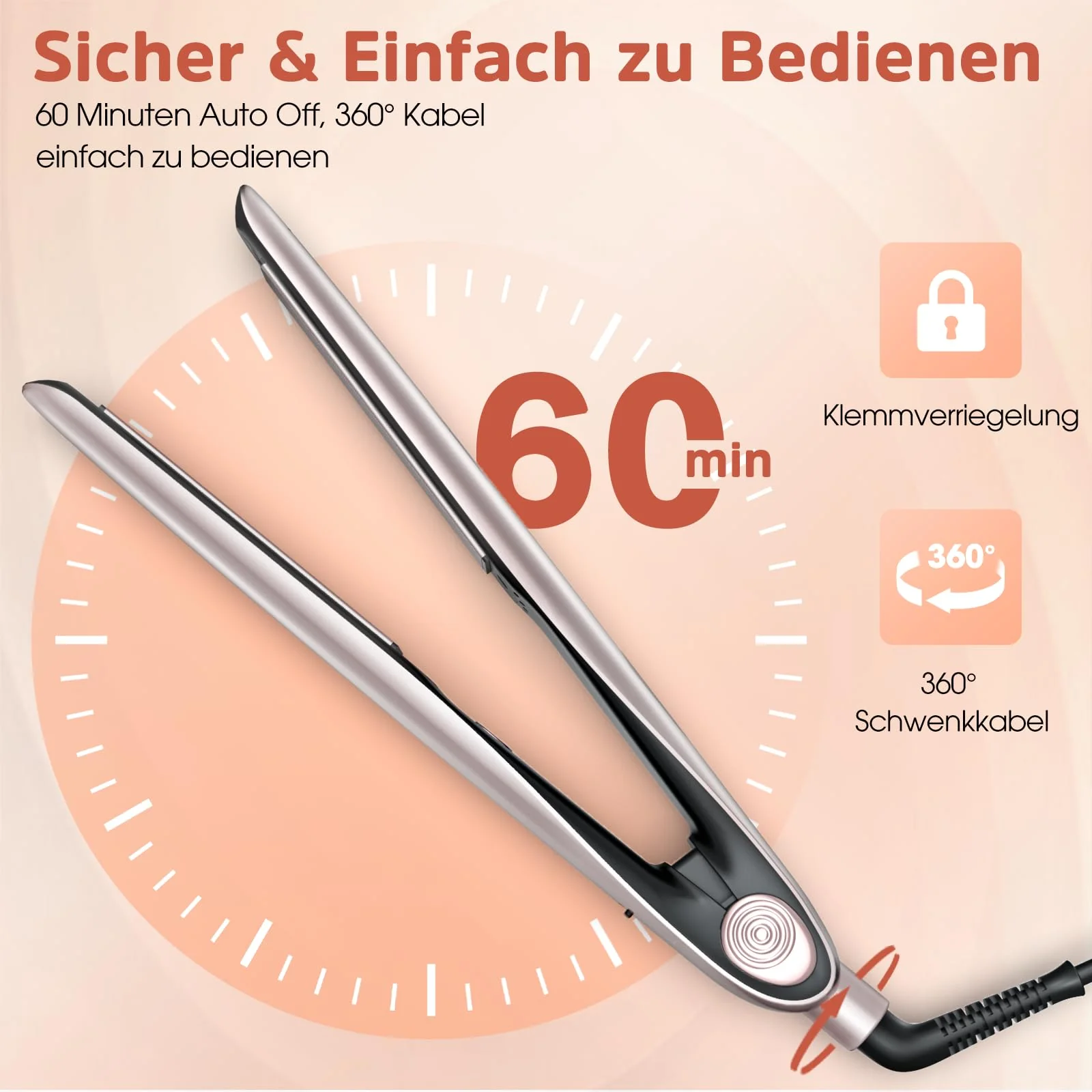 BESTOPE PRO 2 In 1 Glätteisen Locken und Glätten, 15S Schnelle Hitze, Ionenkeramische Haarglätter, Frizz Reduzieren, 3D-Schwebepanel verhindert Haarziehen, LCD-Display, 120-230°C - Image 2