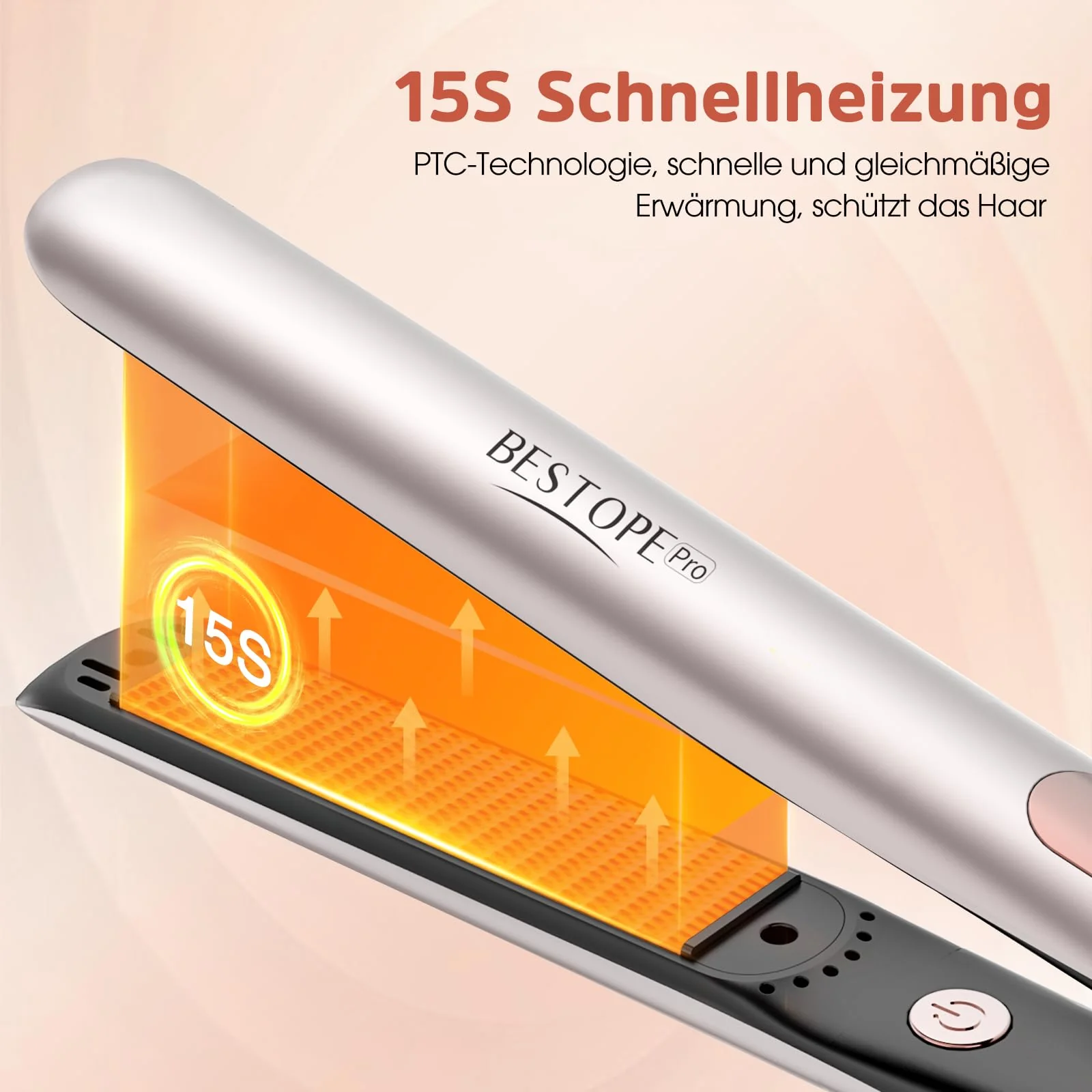 BESTOPE PRO 2 In 1 Glätteisen Locken und Glätten, 15S Schnelle Hitze, Ionenkeramische Haarglätter, Frizz Reduzieren, 3D-Schwebepanel verhindert Haarziehen, LCD-Display, 120-230°C - Image 4