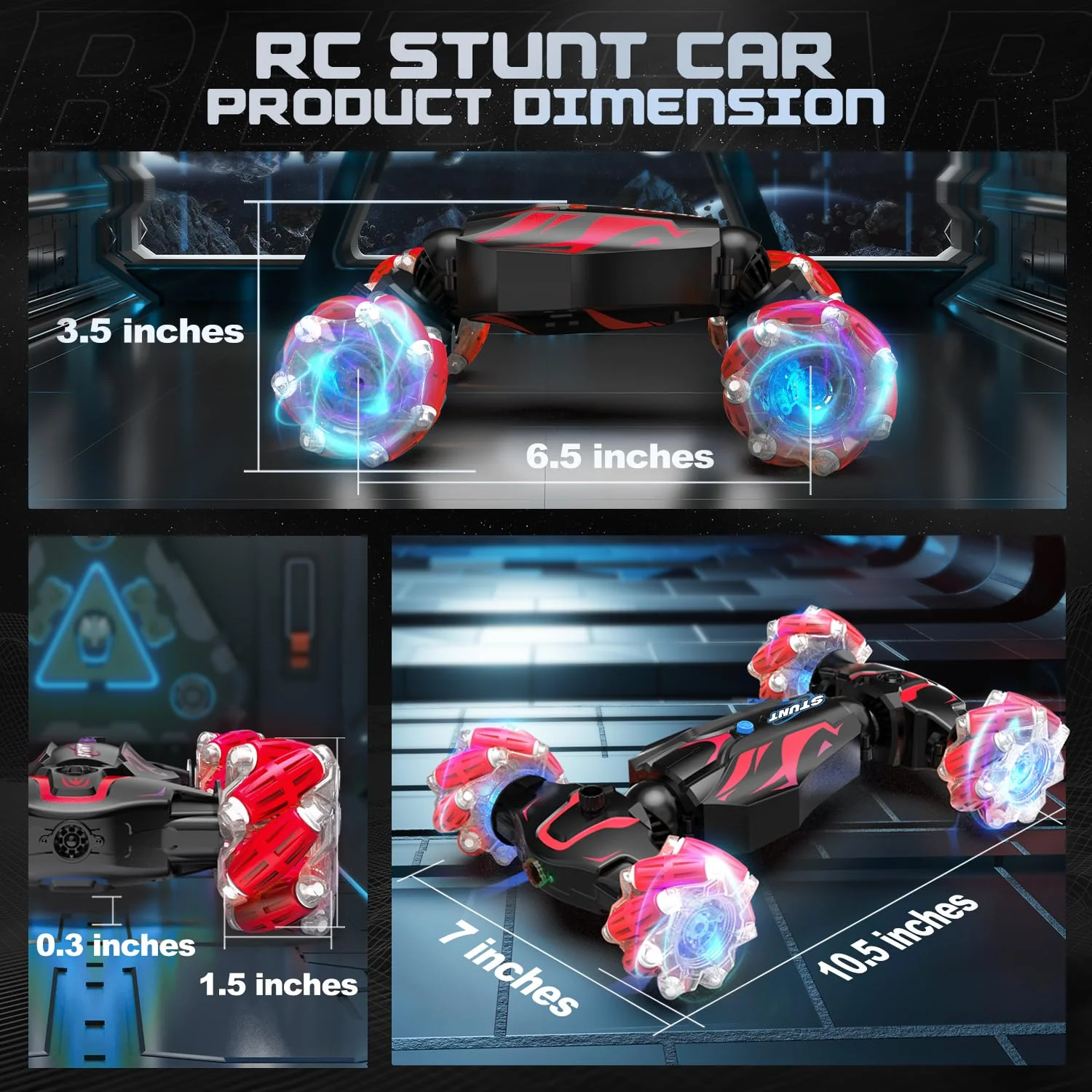 BEZGAR Ferngesteuertes Auto - Autos mit handsteuerung 4WD 2,4 GHz RC Auto für Kinder, Verwandeln Stunt car mit LED Sprühnebel Musik, Geschenk Junge Spielzeug ab 5 6 7 8 Jahre, Rot - Image 6