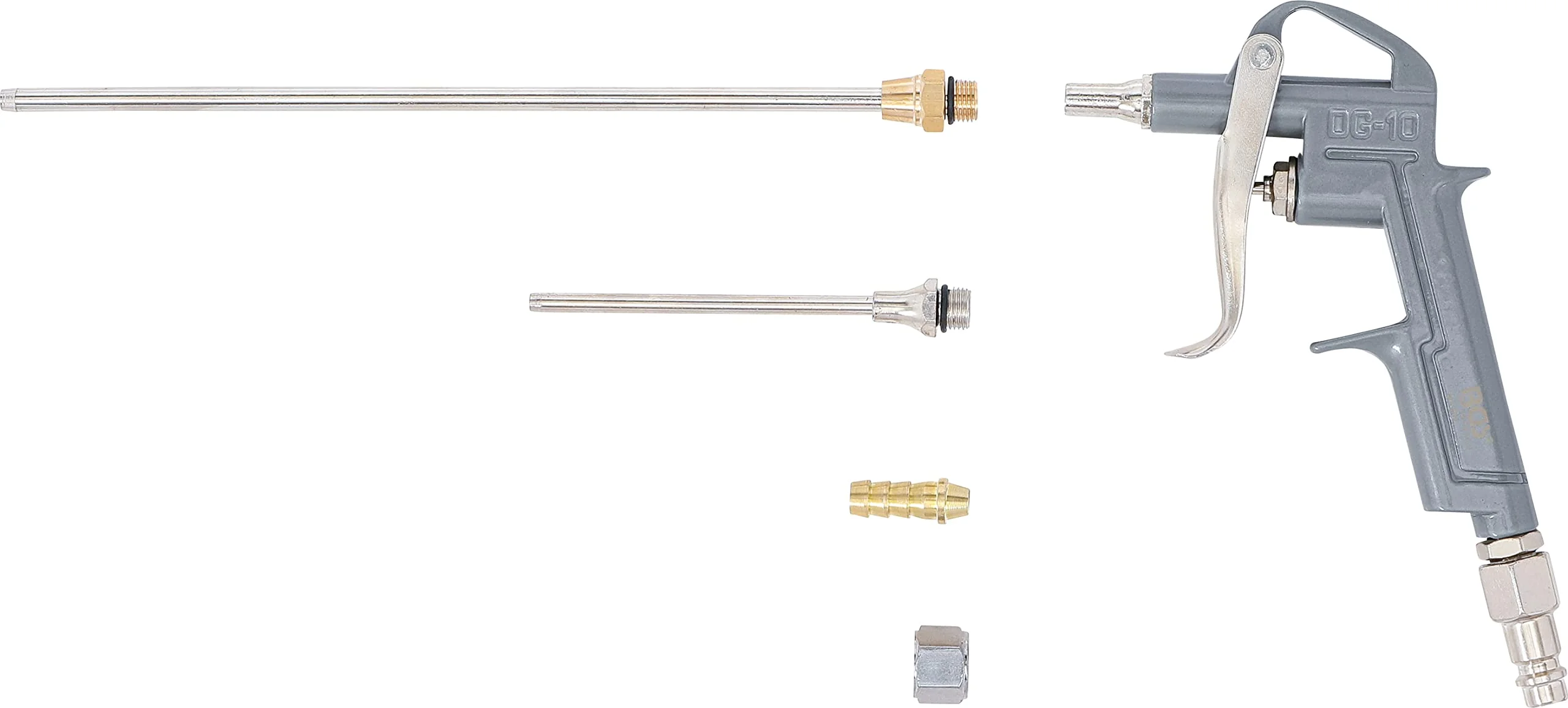 BGS 3215 | Druckluft-Ausblaspistole | Alu-Druckguss | mit 3 Düsen 25 - 100 - 200 mm | Druckluftpistole