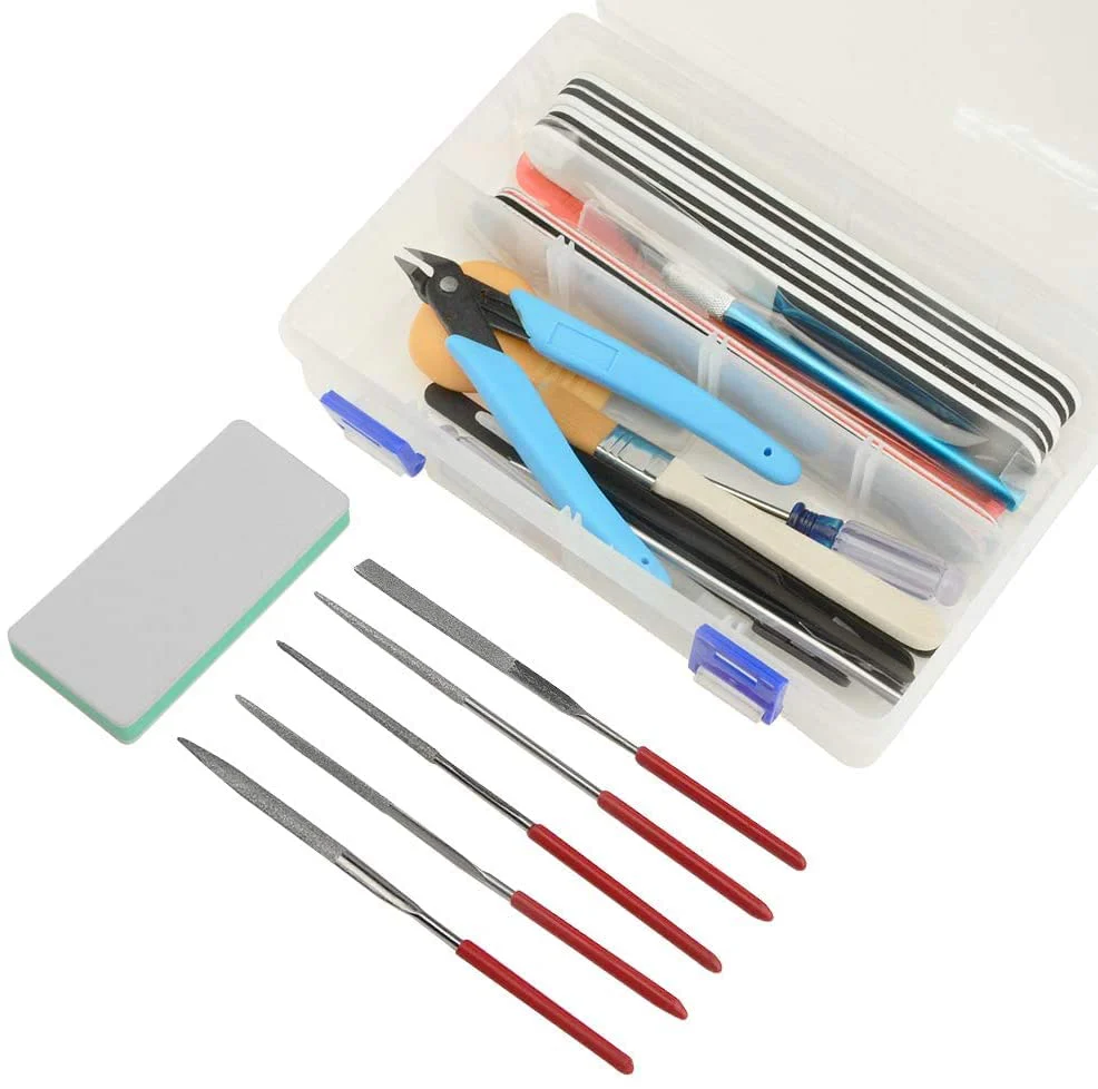 BGTXINGI 28-teiliges Modellbauwerkzeug-Set Gundam Modell-Werkzeug-Set mit Kunststoffbox für Modellbau, Auto, Hobby, Modellbau, Reparatur und Befestigung - Image 7