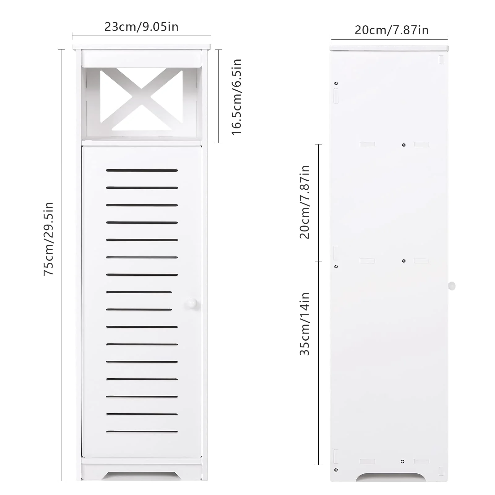 BHFOW Badezimmer-Bodenschrank mit 1 Etage und Einzeltür, freistehender Aufbewahrungs-Organizer, Flur, Eingangsschrank, schmales Badezimmerregal für Wohnzimmer, Küche, Weiß - Image 3