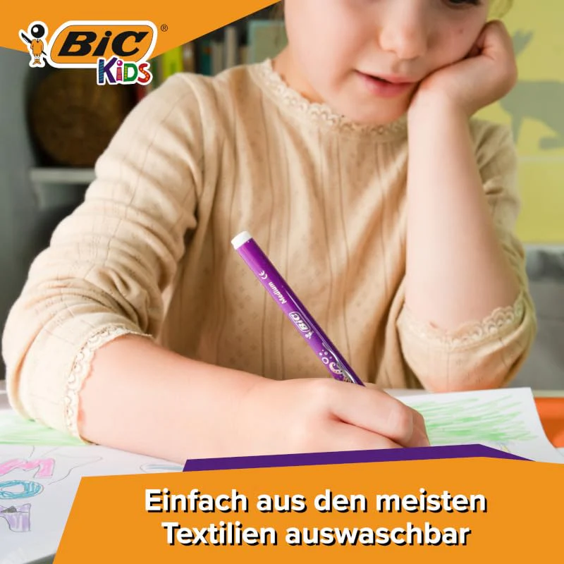BIC Kids Filzstifte Kid Couleur, Fasermaler zum Malen in 24 auswaschbaren Farben, mit stabiler Spitze, im Karton Etui, ab 5 Jahre - Image 6