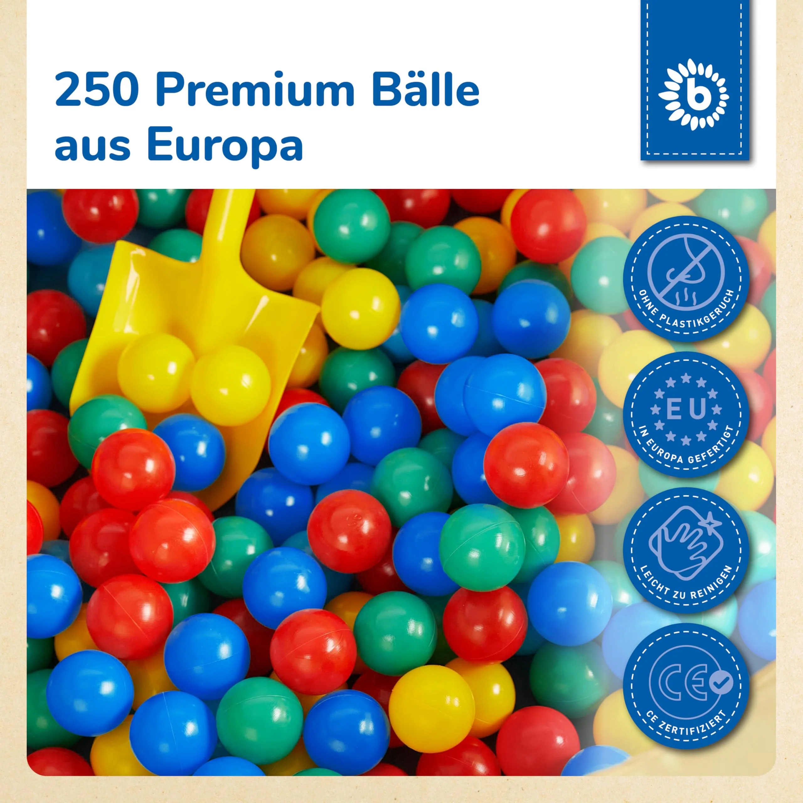 Bieco Bälle für Bällebad | 250 Stück, Größe ca. 6 cm | Bunte Kinder Bälle | Plastic Balls | Geeignet für Babys - Image 6