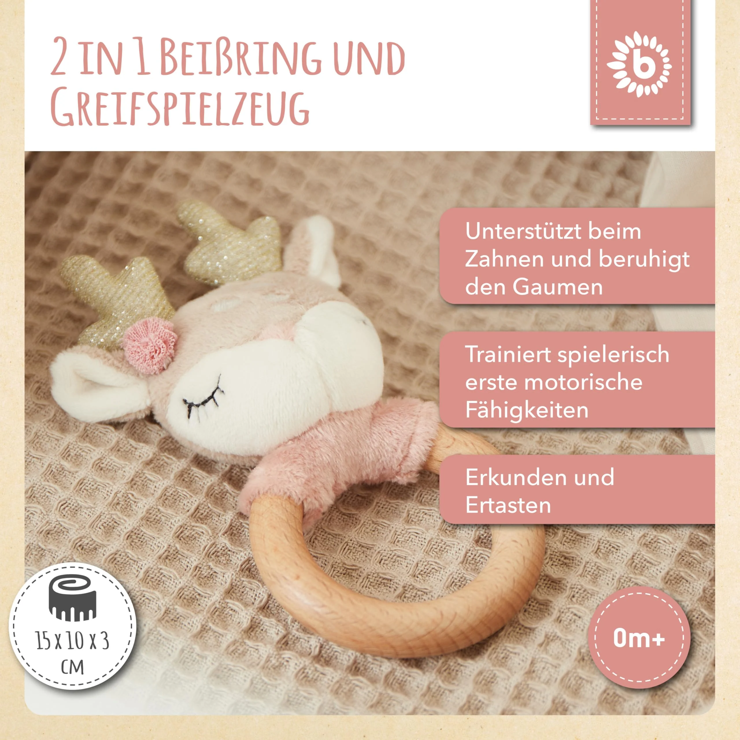 Bieco Reh Ella Greifling Baby Holz | Babyrassel Holz | Kuscheltier Baby Reh Mädchen | Rasseln & Greiflinge Babyrassel 0 Monate Baby Rassel Reh Rassel Holz Baby Greifling Reh Ella Bieco Babyspielzeug - Image 7