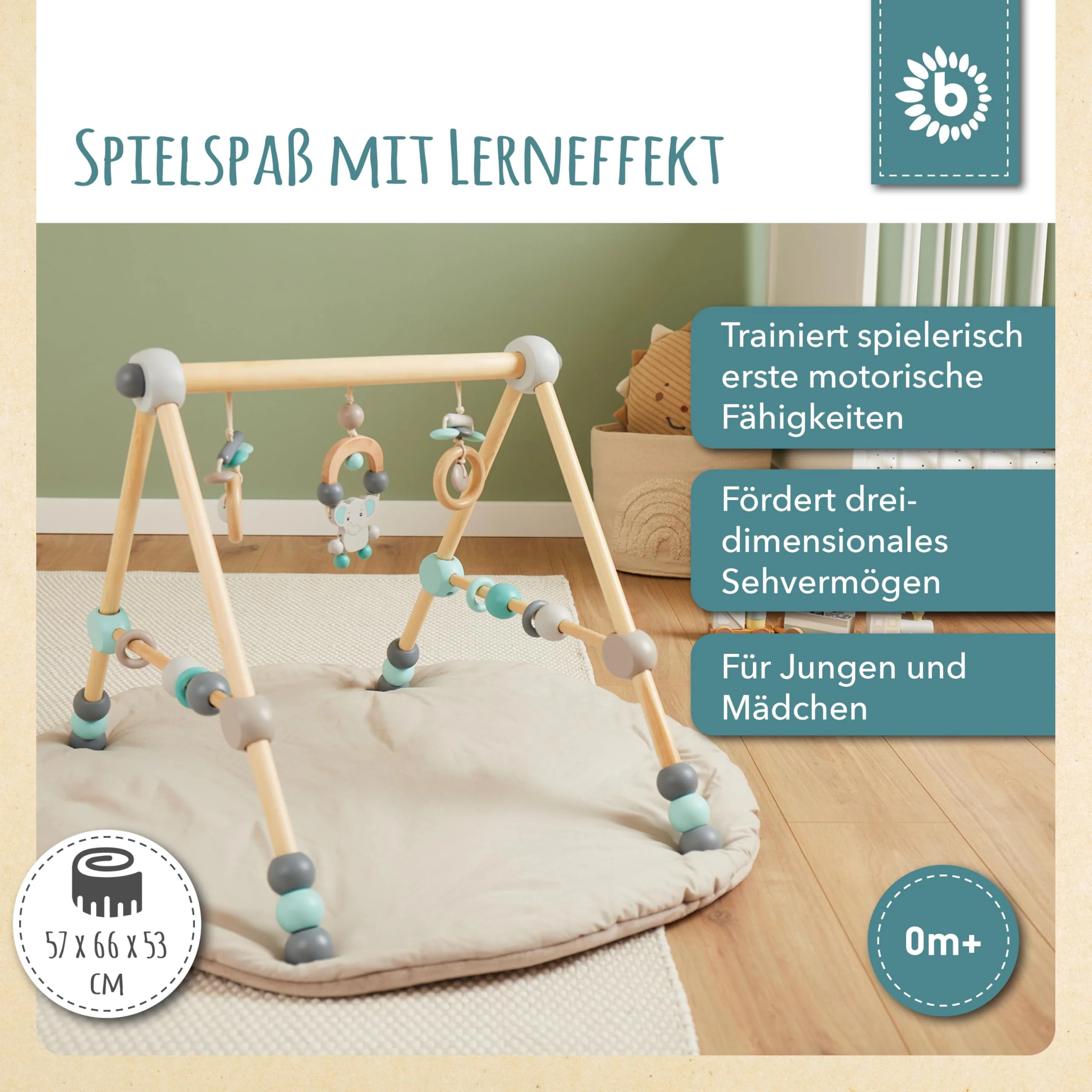 Bieco Spielbogen Baby Holz Höhenverstellbar | Baby Gym | Spieltrapez Trapez Holzspieltrapez Spielebogen Babies Wickeltisch Babys -figuren - Image 7