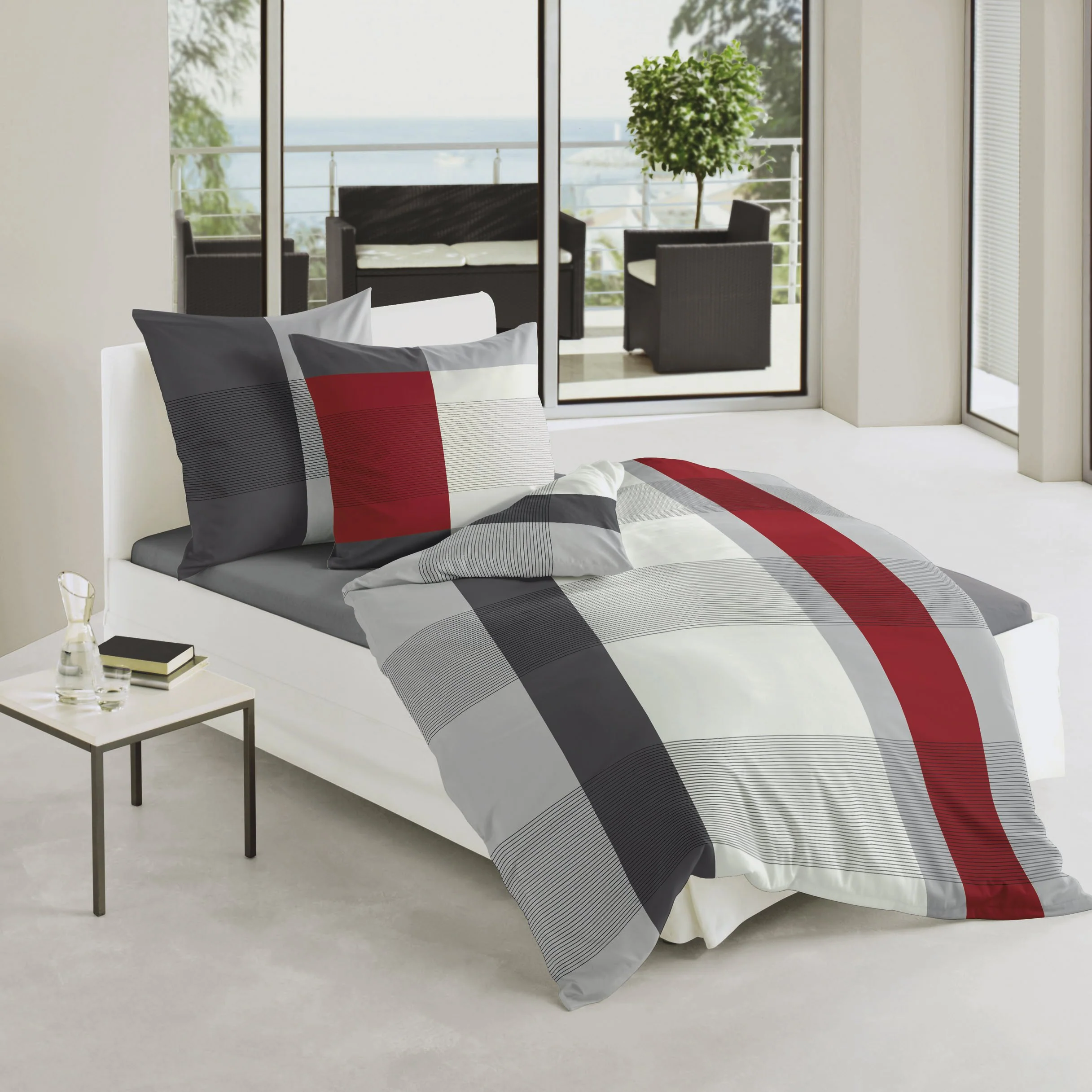 Bierbaum Bettwäsche 4643, Satin Basic, Designed in Germany, grau 14, 135x200 + 80x80 cm - Image 3