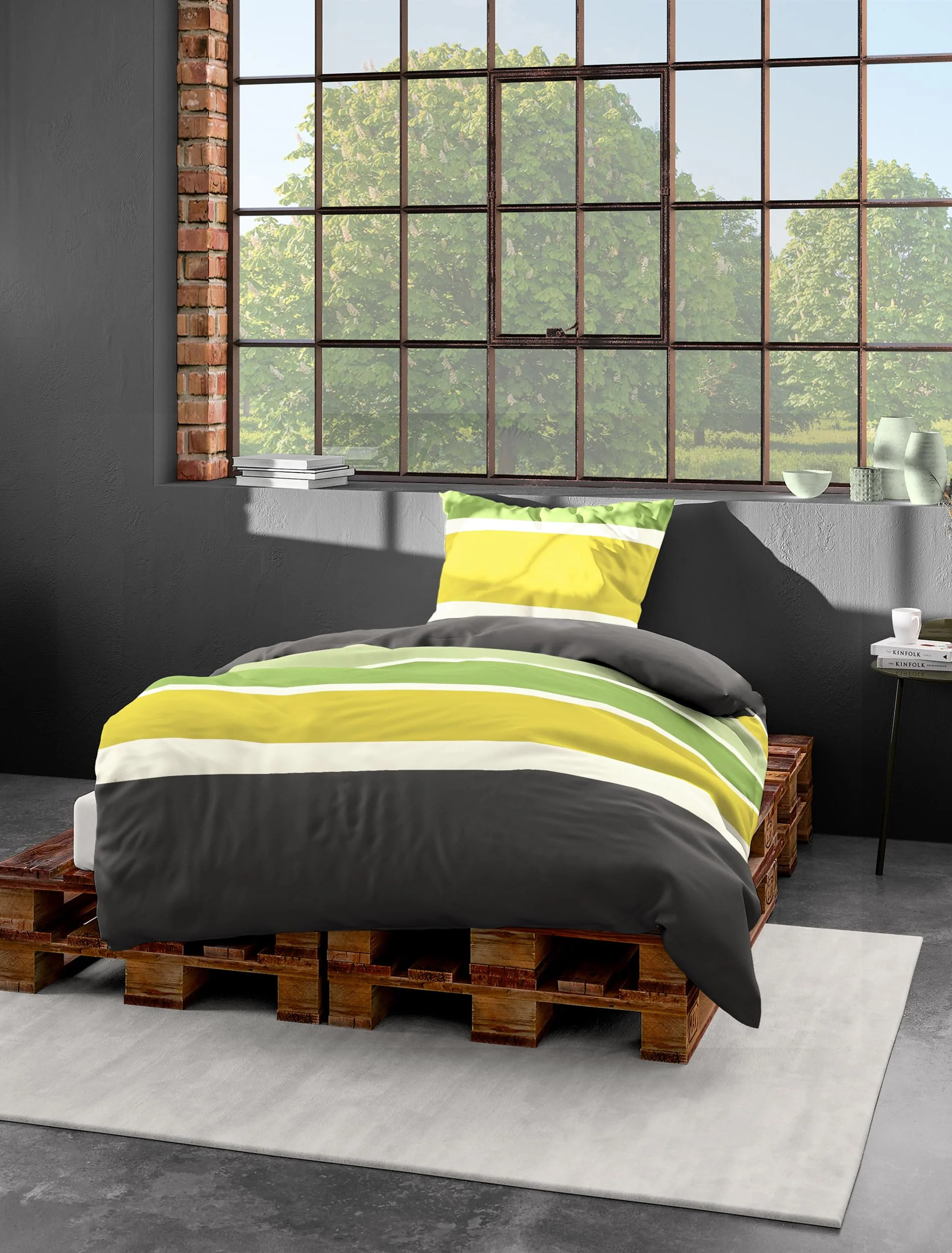 Bierbaum Bettwäsche 4757, Mako-Satin, Designed in Germany, limone 18, 135x200 + 80x80 cm - Image 2