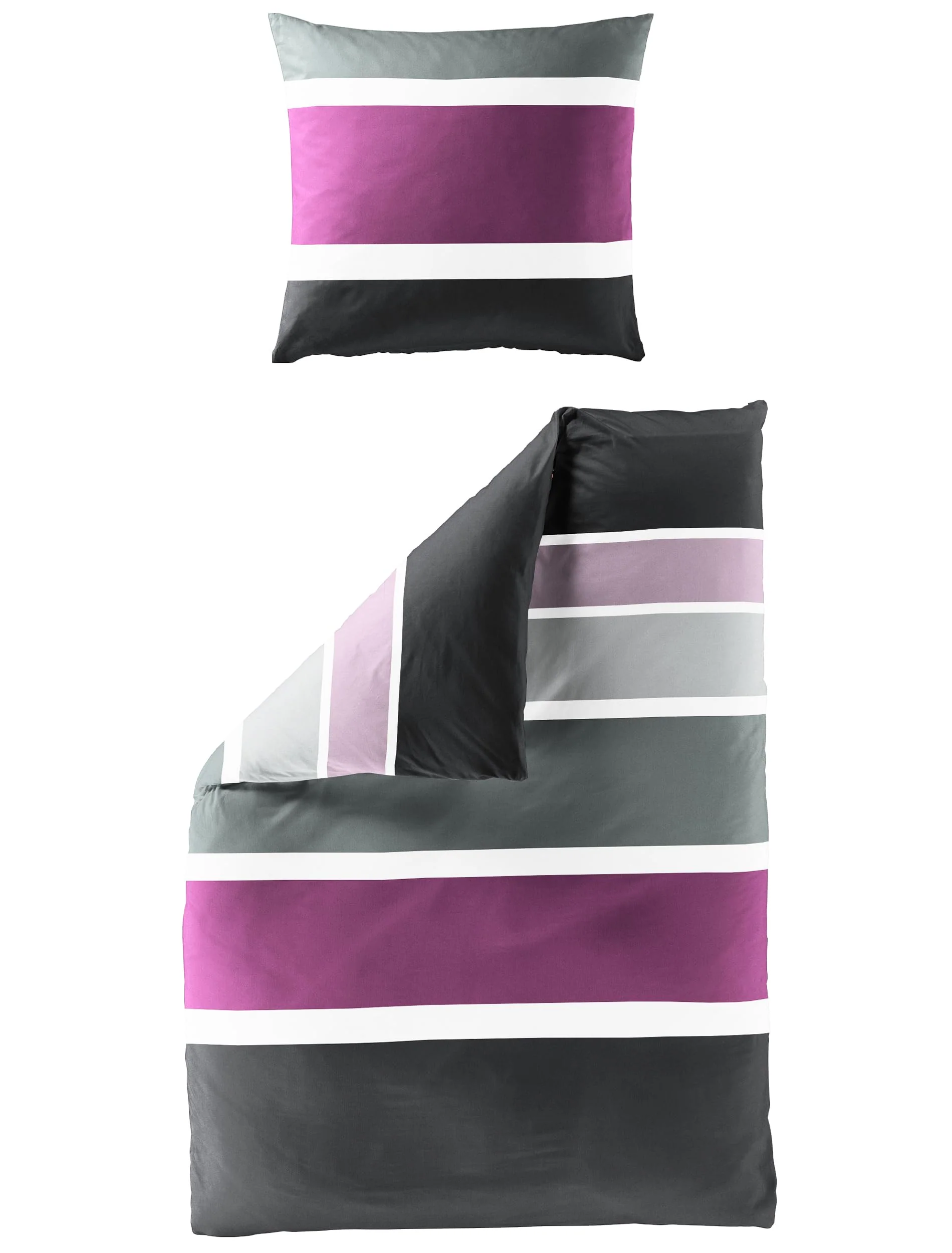 Bierbaum Bettwäsche 4757, Mako-Satin, Designed in Germany, pink 71, 135x200 + 80x80 cm - Image 2