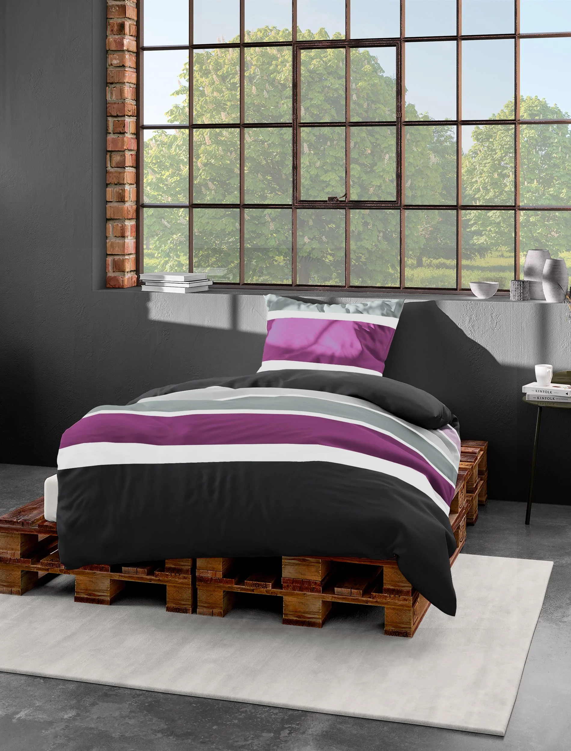 Bierbaum Bettwäsche 4757, Mako-Satin, Designed in Germany, pink 71, 135x200 + 80x80 cm - Image 3