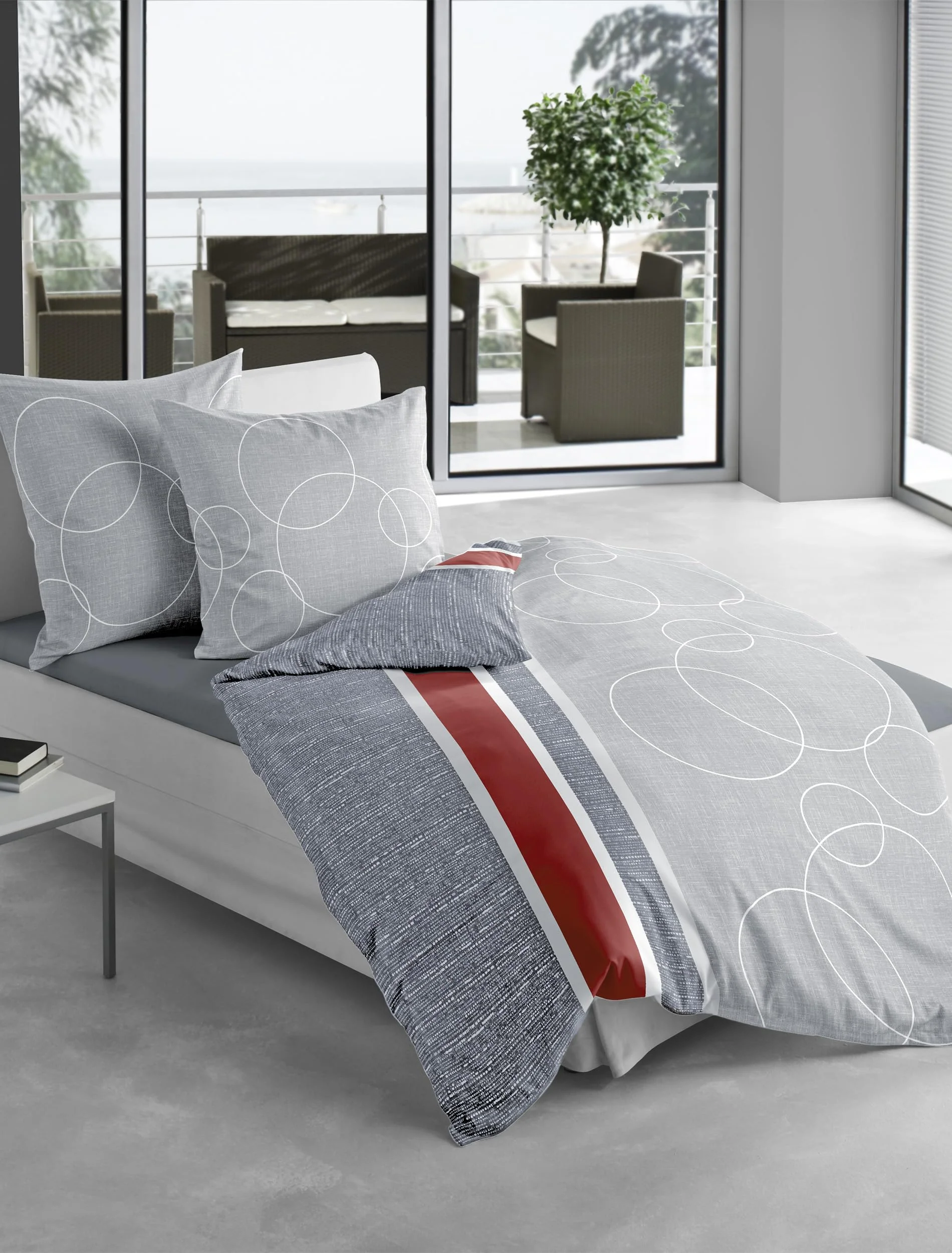Bierbaum Bettwäsche 6230, Satin Basic, Designed in Germany, grau 08, 135x200 + 80x80 cm - Image 2