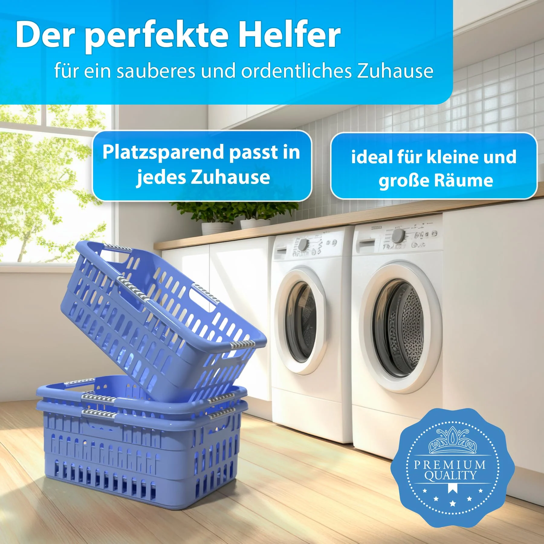 BigDean 3 Stück Wäschekorb 40L mit Softgriffen – Wäschewanne Made in Germany - Image 6