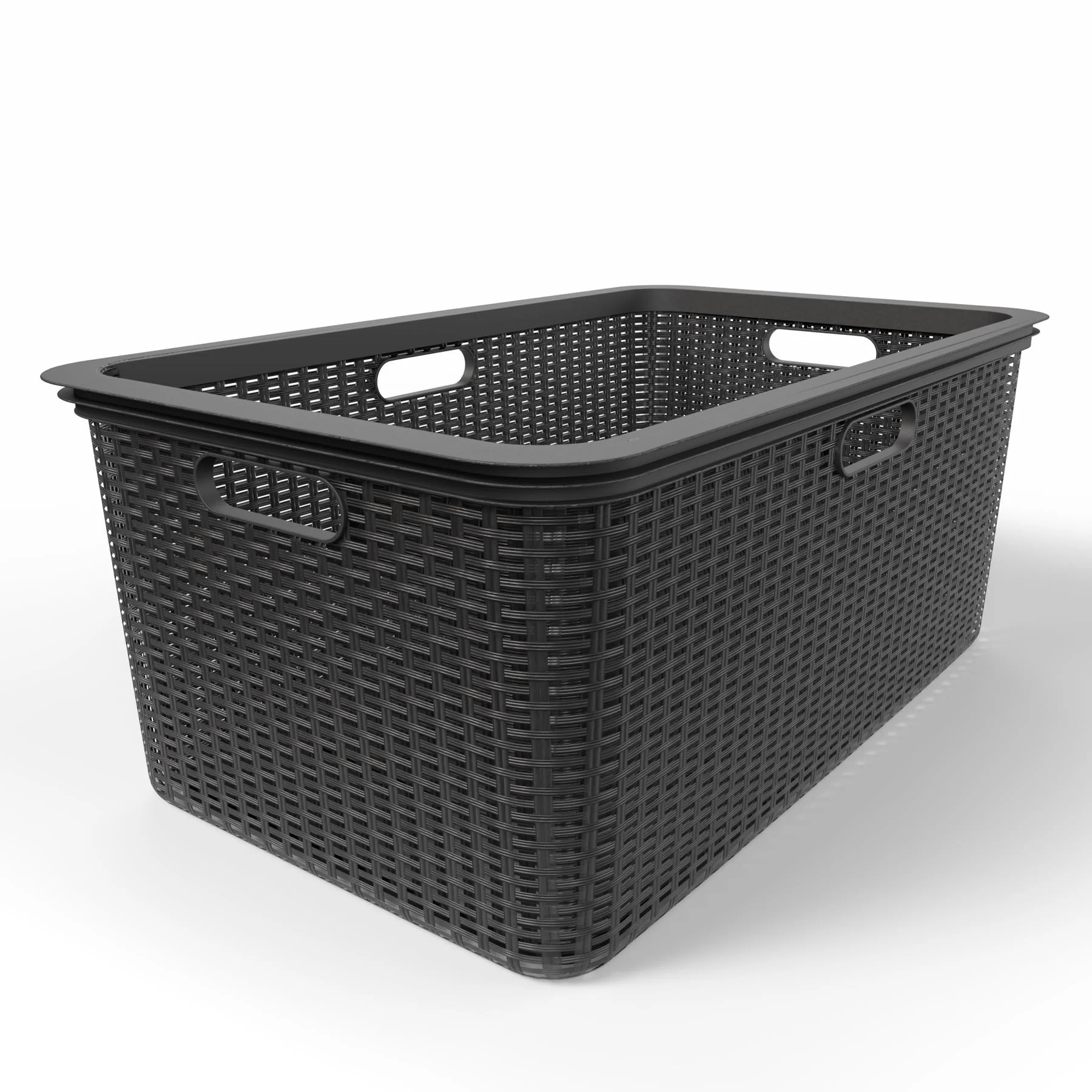 BigDean 3 Stück Wäschekorb 59x39x26 cm Rattan Design – Wäschewanne Made in Germany - Image 6