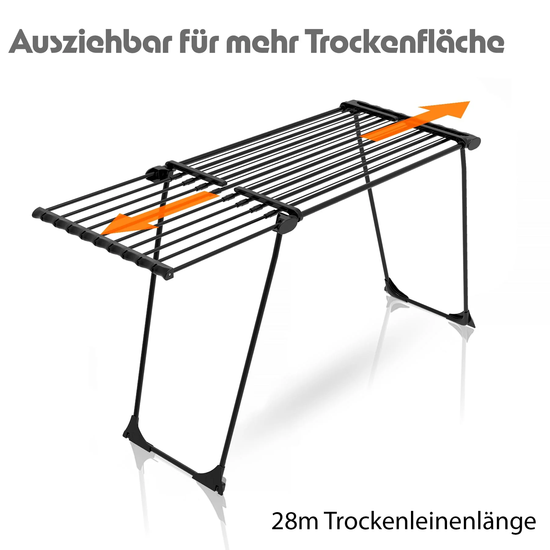 BigDean Wäscheständer mit dicken Leinen Jumbo Schwarz ausziehbar 28m Trockenlänge - einfaches Bügeln - Image 2