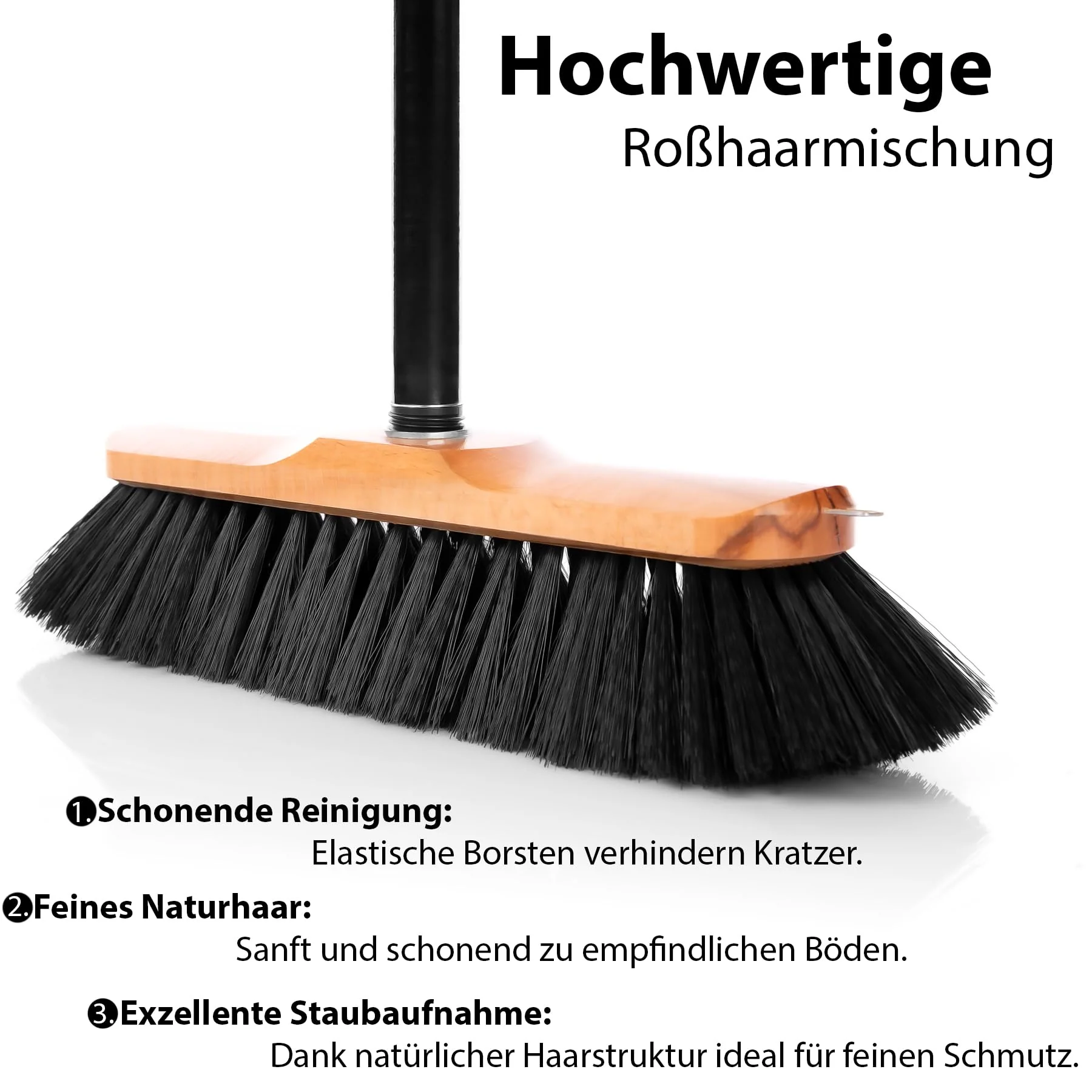 BigDean Zimmerbesen mit Stiel 150 cm ausziehbar – Besen mit feinen Rosshaar Borsten & Made in Germany - Image 3