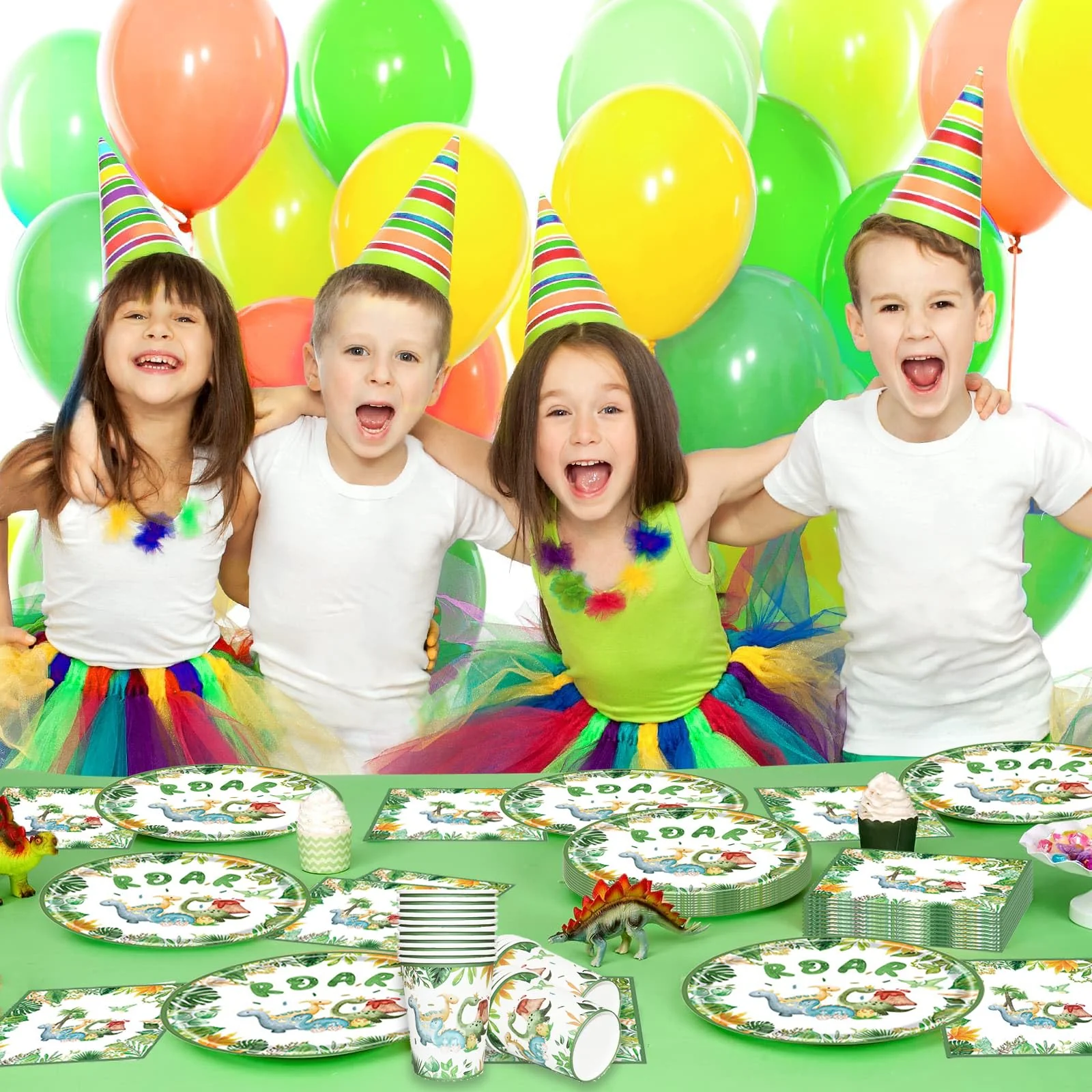 Bikasun Dinosaurier Geburtstag Geschirr Set, 20 Gäste Dino Partygeschirr Set Pappteller Kindergeburtstag, Pappteller Tassen Servietten für Party Kindergeburtstag Geburtstag Deko Junge Mädchen - Image 3