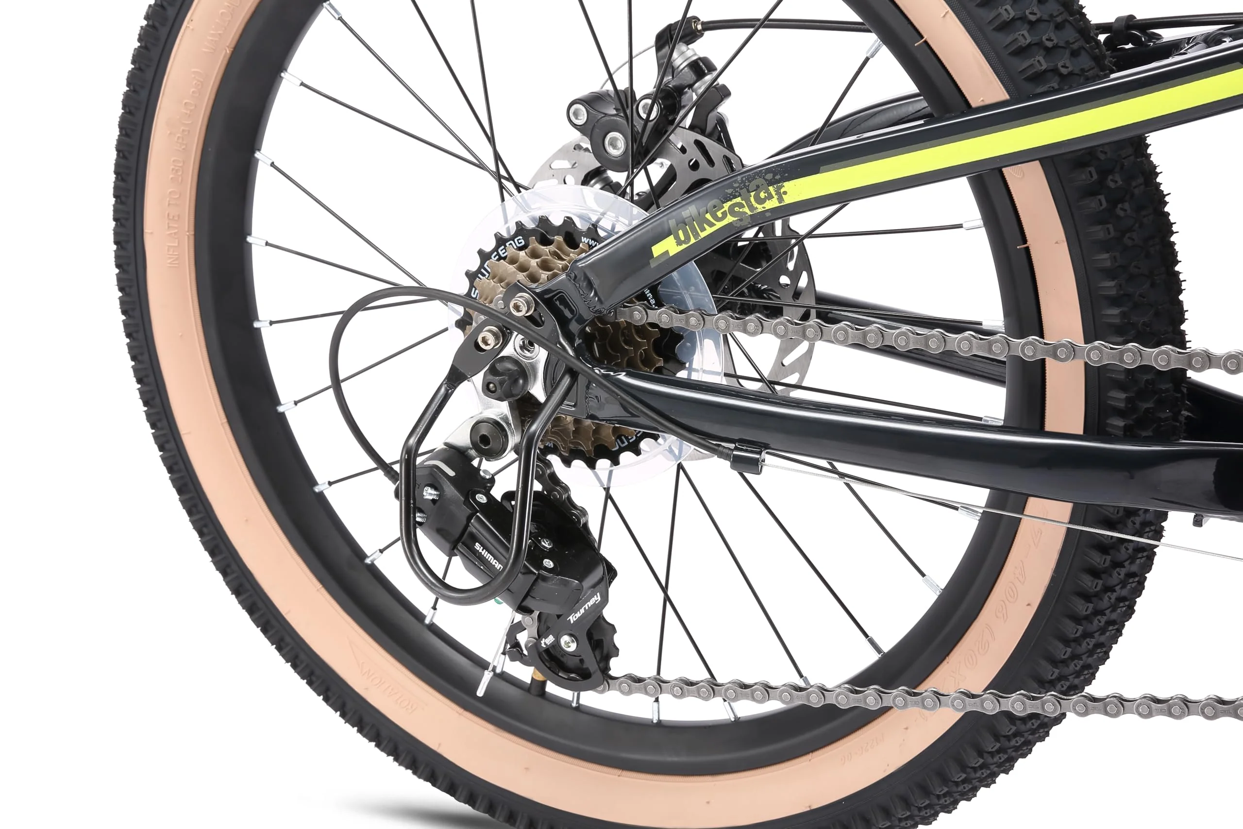 BIKESTAR Alu Mountainbike Jugendfahrrad 20 Zoll ab 6-9 Jahre Hardtail | 7 Gang Shimano Schaltung, Scheibenbremse, Federgabel | Kinder Fahrrad Schwarz Grün | Risikofrei Testen - Image 6