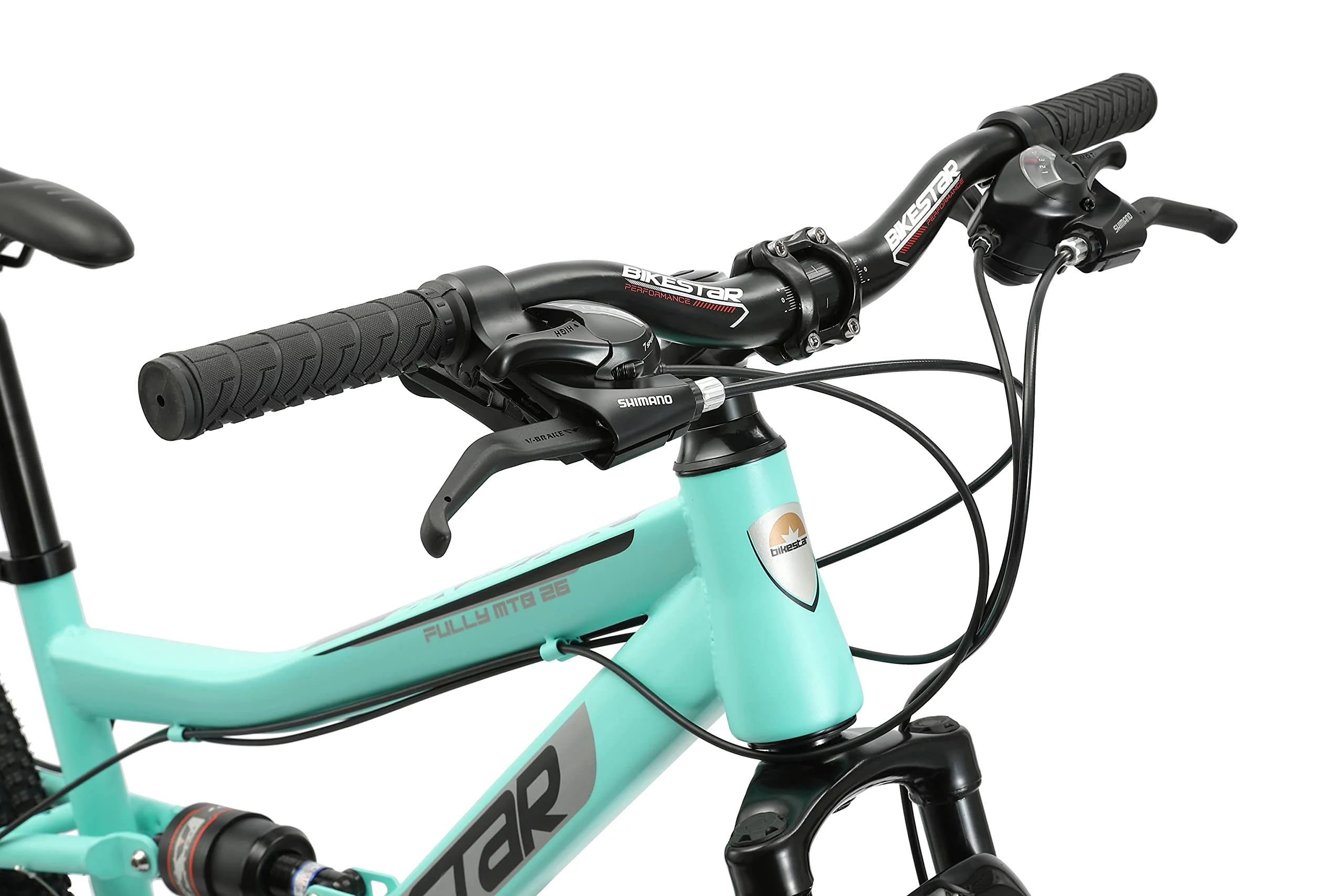 BIKESTAR Fully Mountainbike Shimano 21 Gang Schaltung, Scheibenbremse 26 Zoll Reifen | 15 Zoll Rahmen MTB Vollgefedert | Mint - Image 4