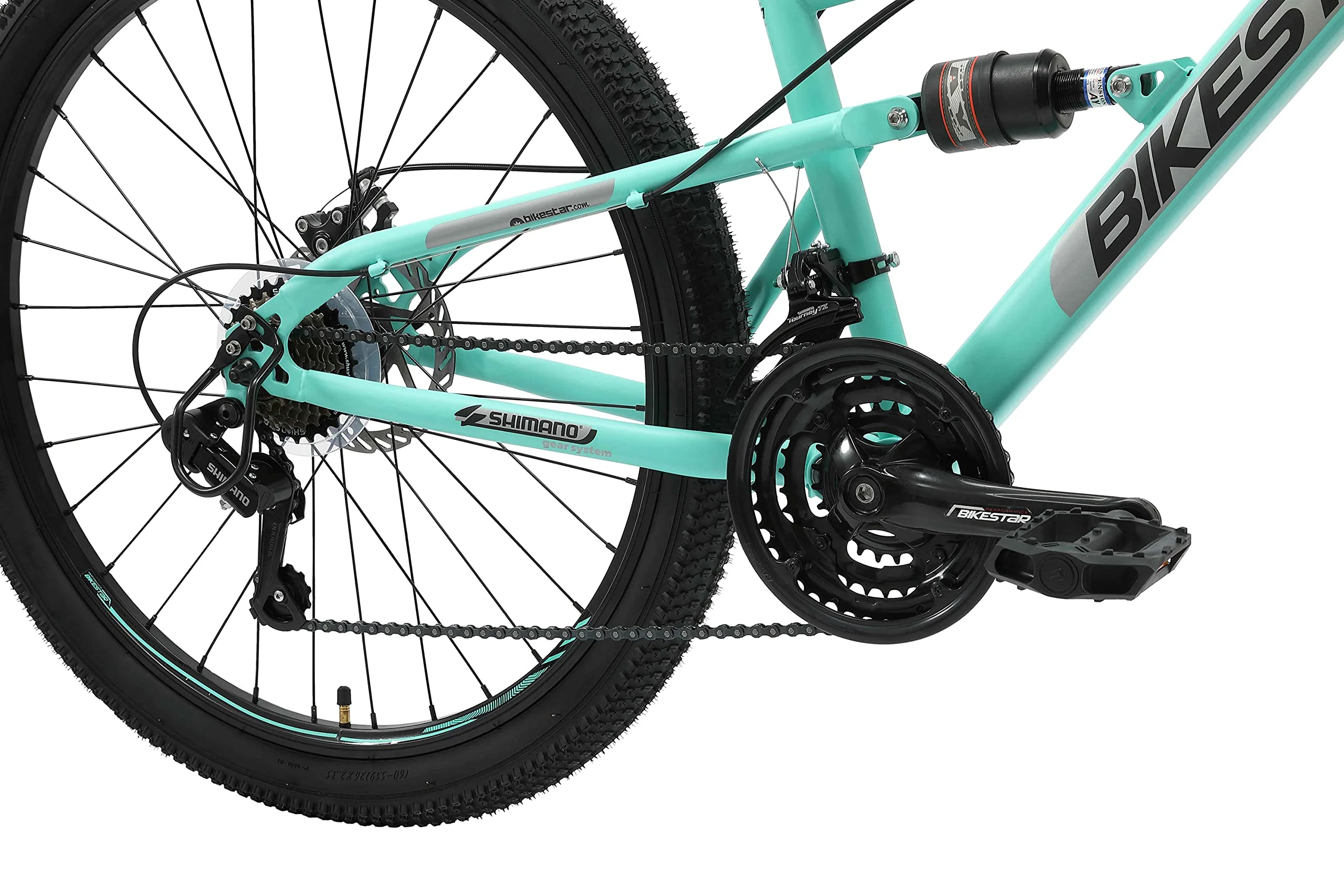 BIKESTAR Fully Mountainbike Shimano 21 Gang Schaltung, Scheibenbremse 26 Zoll Reifen | 15 Zoll Rahmen MTB Vollgefedert | Mint - Image 5