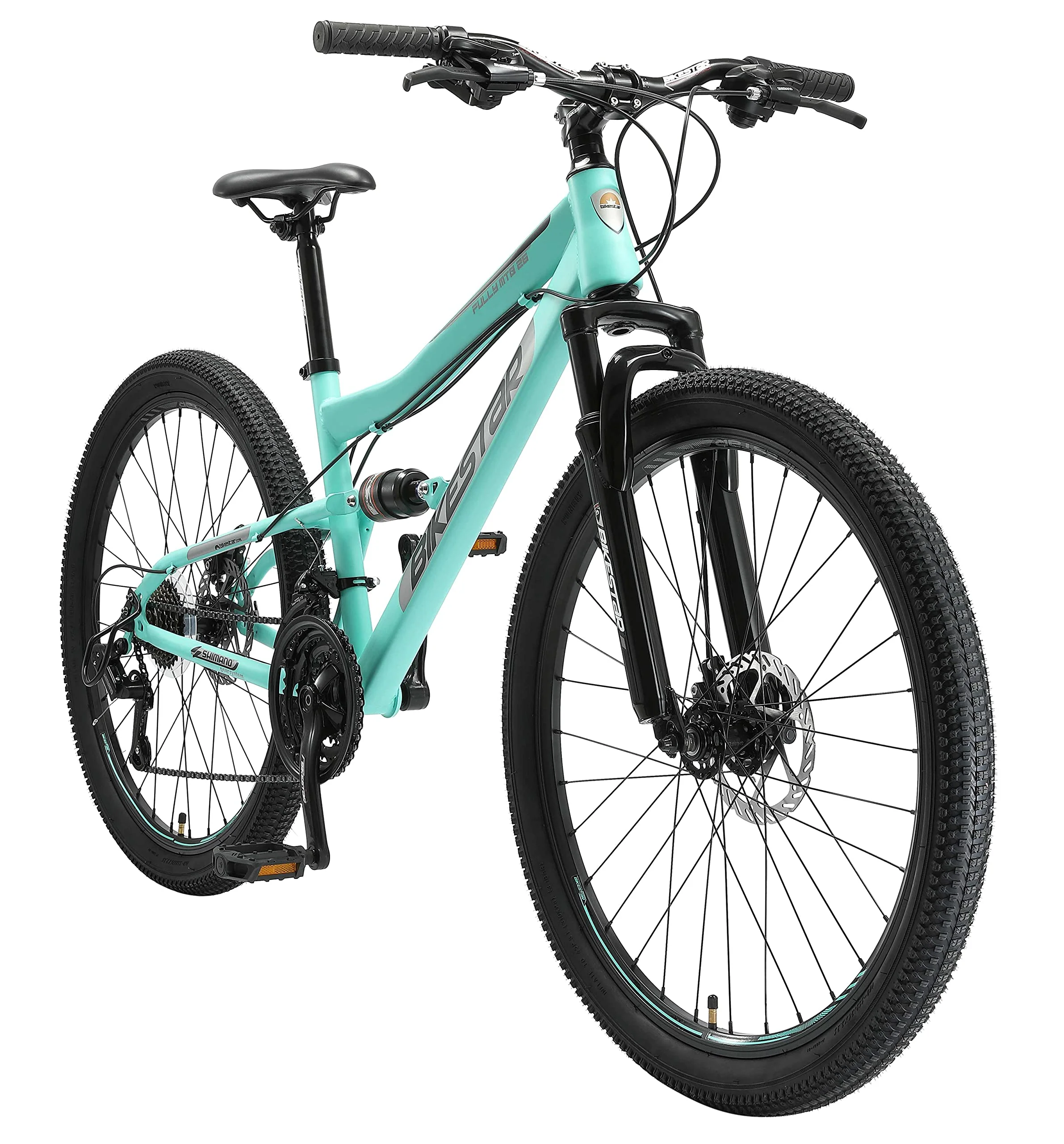 BIKESTAR Fully Mountainbike Shimano 21 Gang Schaltung, Scheibenbremse 26 Zoll Reifen | 15 Zoll Rahmen MTB Vollgefedert | Mint - Image 9