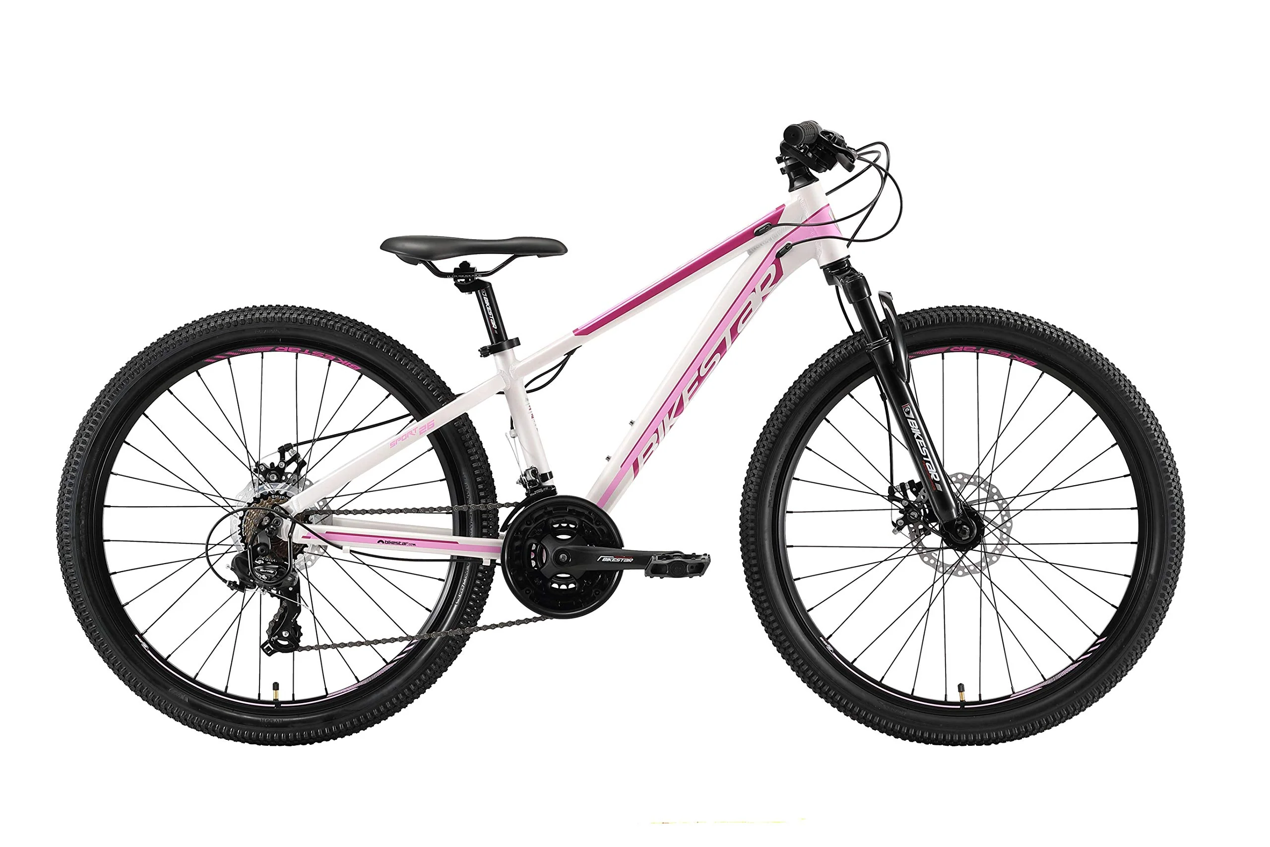 BIKESTAR Hardtail Aluminium Mountainbike Shimano 21 Gang Schaltung, Scheibenbremse 26 Zoll Reifen | 13 Zoll Rahmen Alu MTB | Weiß Pink - Image 9