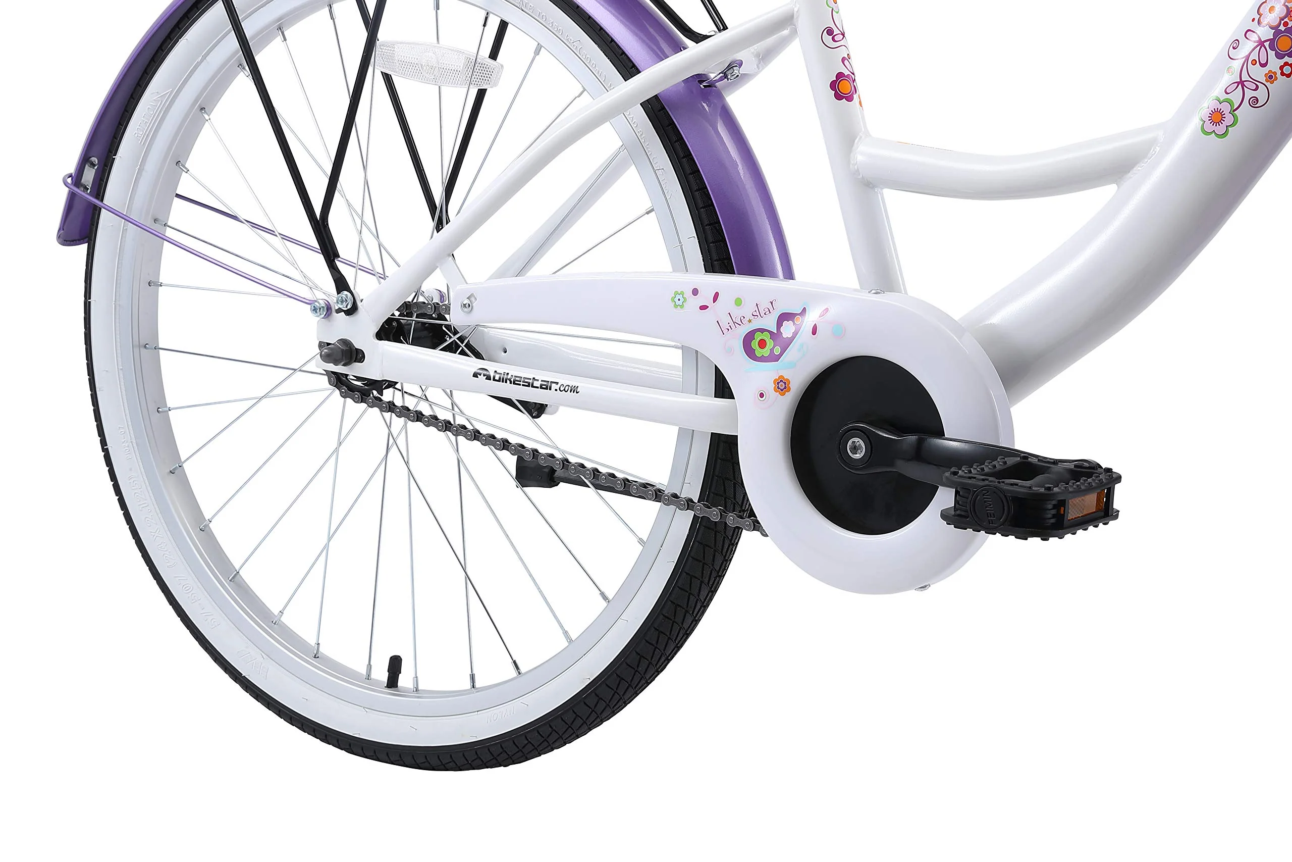 BIKESTAR Jugendfahrrad Kinderfahrrad für Mädchen ab 9 Jahre | 24 Zoll Kinderrad Classic | Fahrrad für Kinder Lila & Weiß | Risikofrei Testen - Image 8