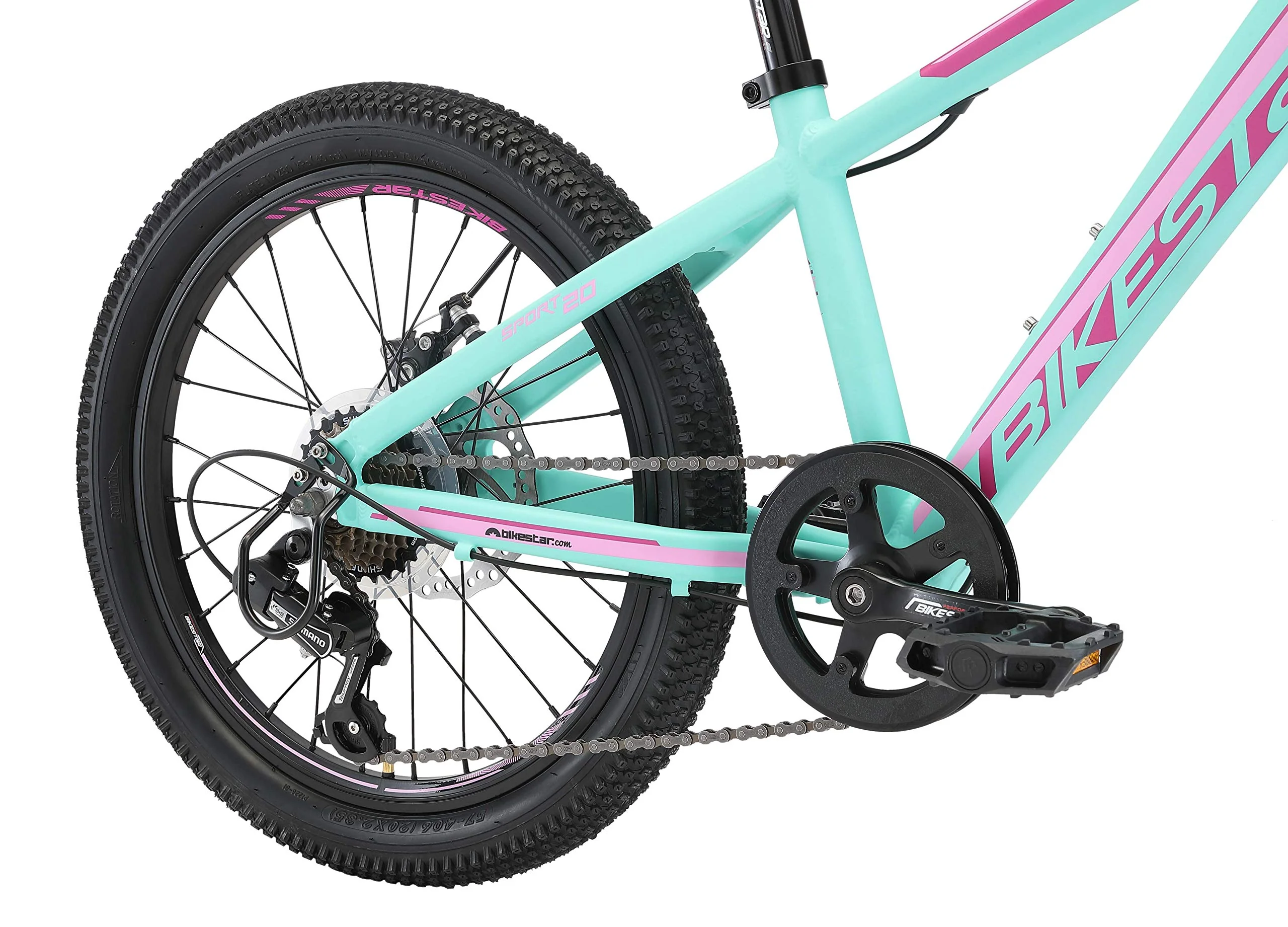 BIKESTAR Kinder Fahrrad Aluminium Mountainbike 7 Gang Shimano, Scheibenbremse ab 6 Jahre | 20 Zoll Kinderrad MTB | Mint Pink - Image 6