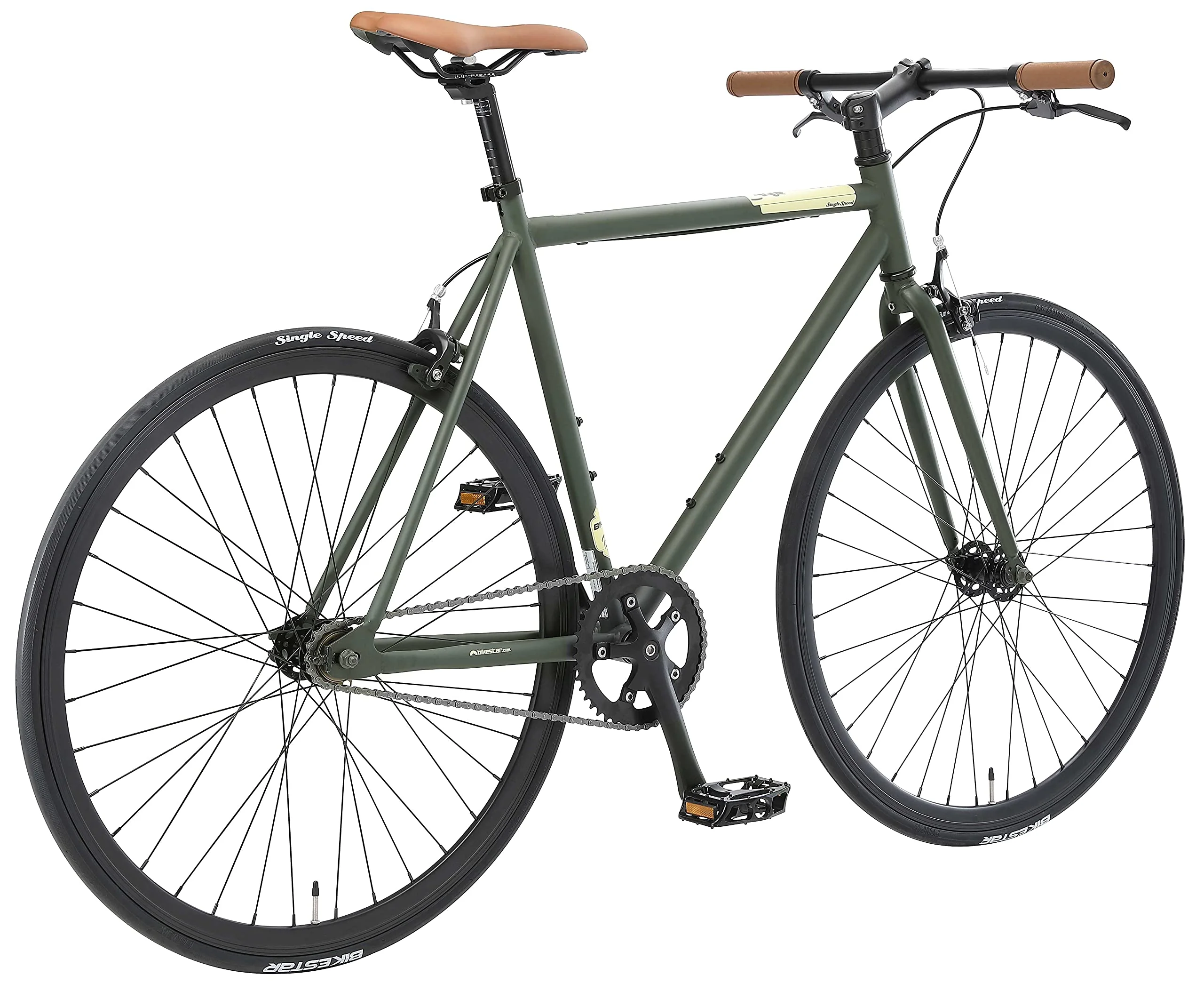 BIKESTAR Singlespeed 700C 28 Zoll City Stadt Fahrrad Fixie | 53 cm Rahmen Rennrad Retro Vintage Herren Damen Rad | Grün & Beige | Risikofrei Testen - Image 7