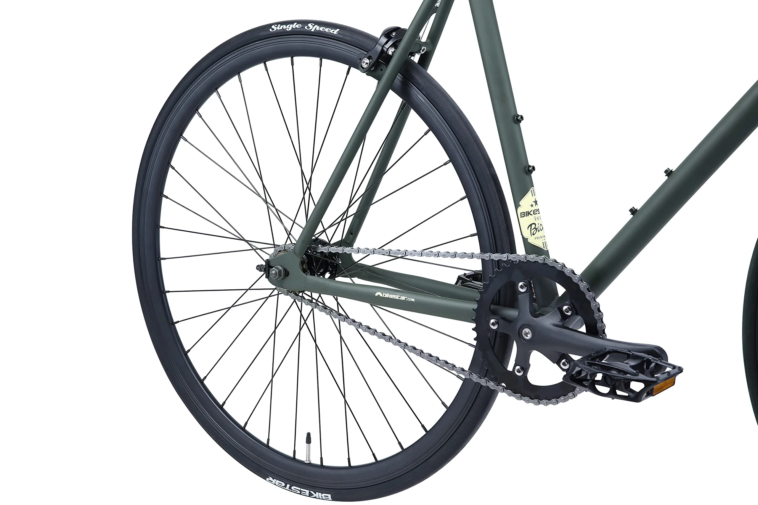BIKESTAR Singlespeed 700C 28 Zoll City Stadt Fahrrad Fixie | 53 cm Rahmen Rennrad Retro Vintage Herren Damen Rad | Grün & Beige | Risikofrei Testen - Image 9