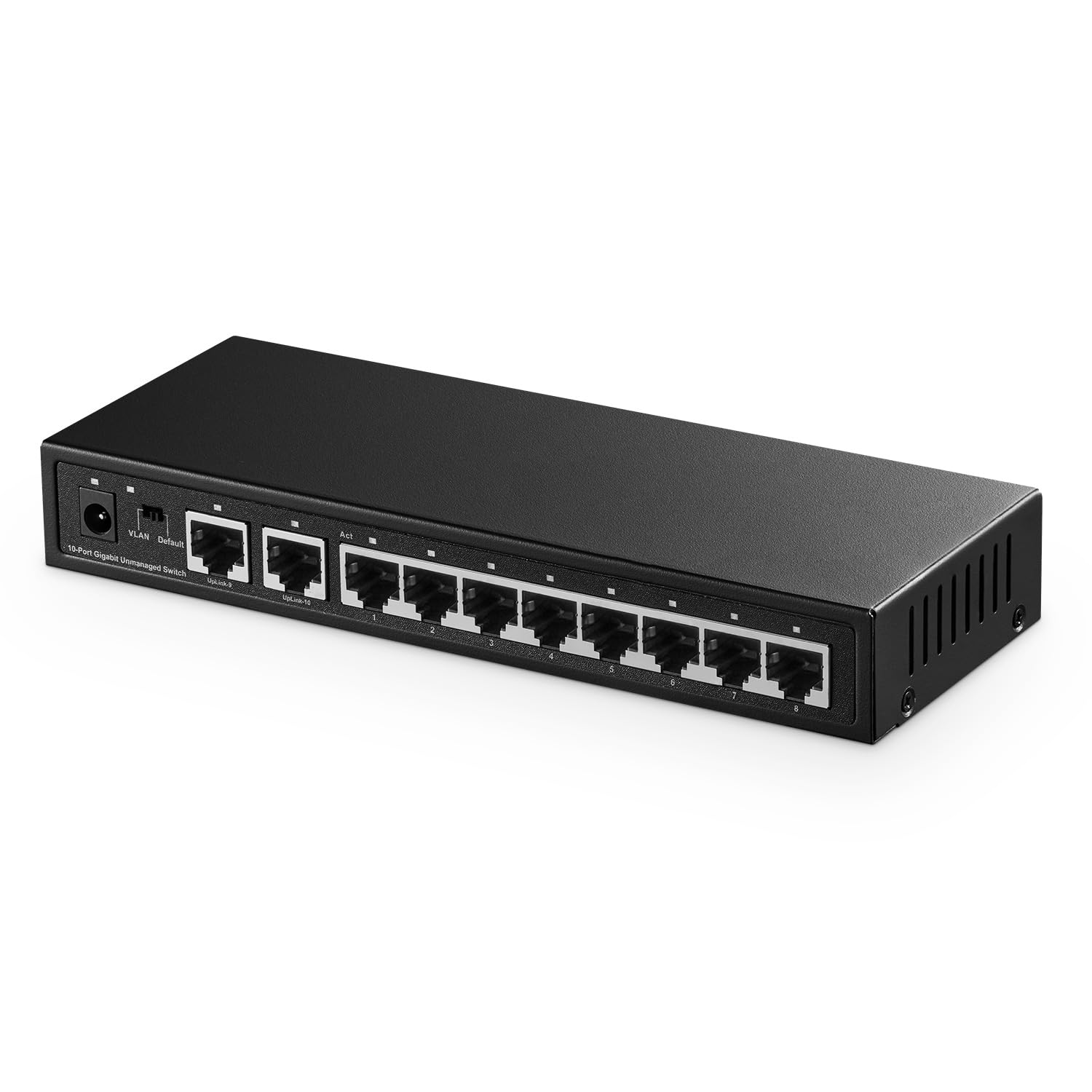 Binardat 10 Port Gigabit Ethernet Switch, 8 Ports 100/1000Mbps, 2 Gigabit Uplink, Unterstützung Vlan, Metallgehäuse Unmanaged Plug and Play - Image 3