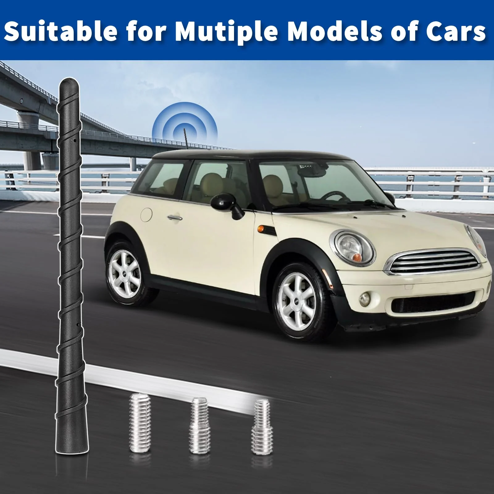 Bingfu Autoantenne Kurz 18cm Auto Dachantenne Kfz Stabantenne Ersatz für Autoradio mit Kompaktem, Stilvollem Design und Starker FM/DAB Signalstärke - Image 4