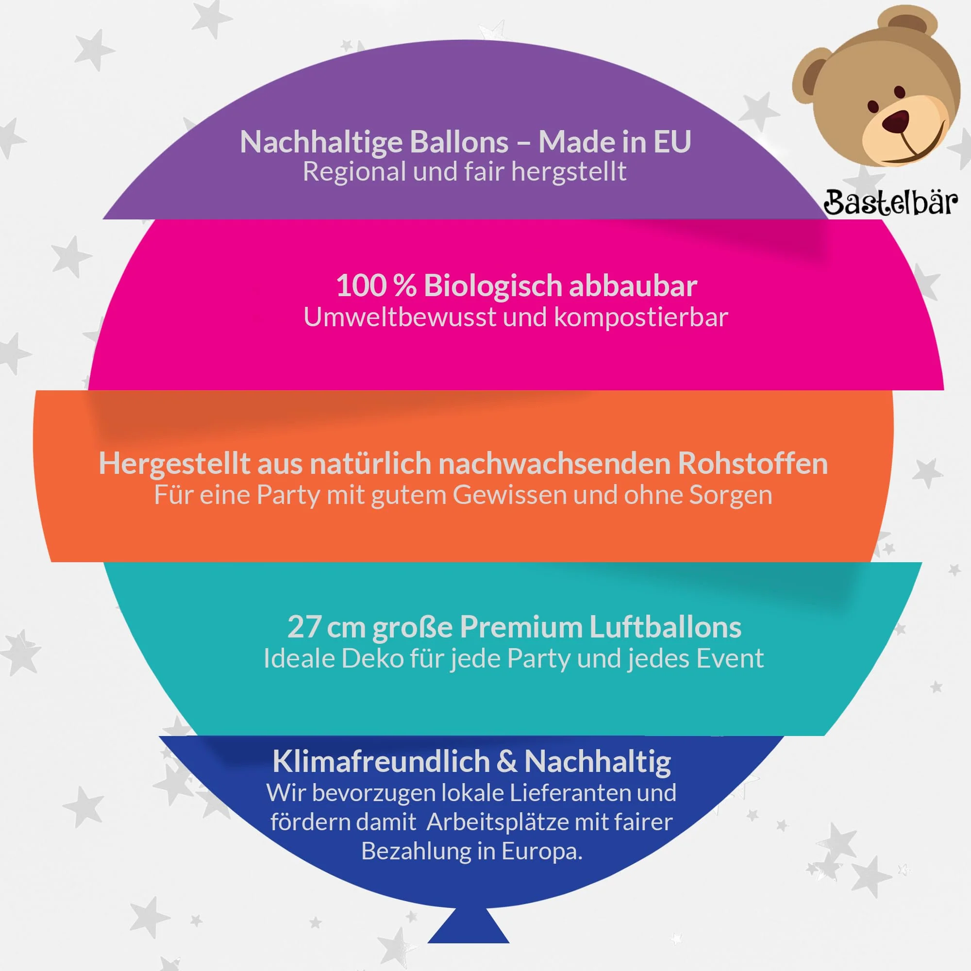 BIO Luftballons Geburtstag • ÖKO-TEST "SEHR GUT" • 100 Stück • MADE IN EU ✓ Premium Ballons 100% Naturlatex • 11 Farben • plastikfrei & nachhaltig • Helium Luftballons Bunt aus natürlichen Rohstoffen - Image 6
