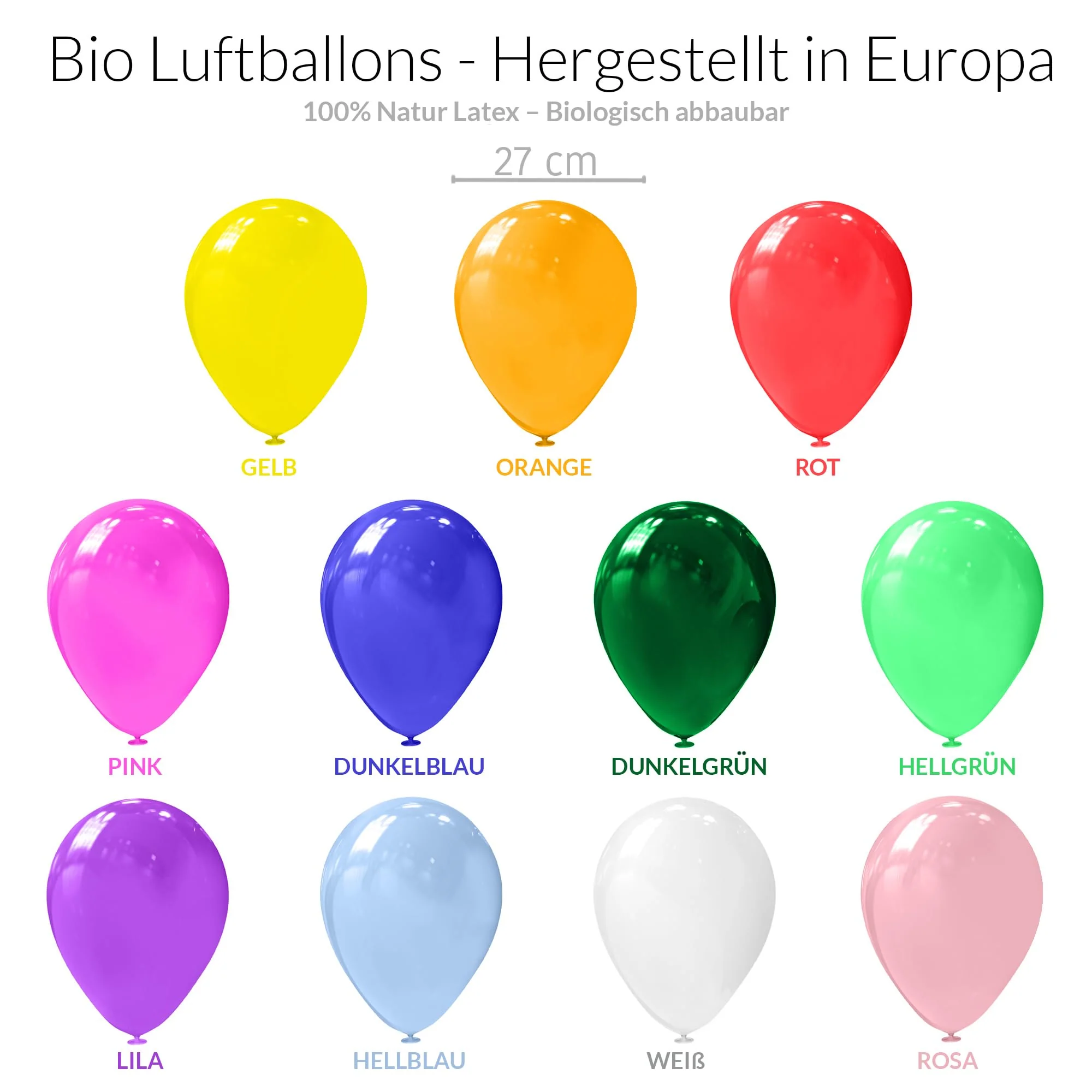 BIO Luftballons Geburtstag • ÖKO-TEST "SEHR GUT" • 100 Stück • MADE IN EU ✓ Premium Ballons 100% Naturlatex • 11 Farben • plastikfrei & nachhaltig • Helium Luftballons Bunt aus natürlichen Rohstoffen - Image 9
