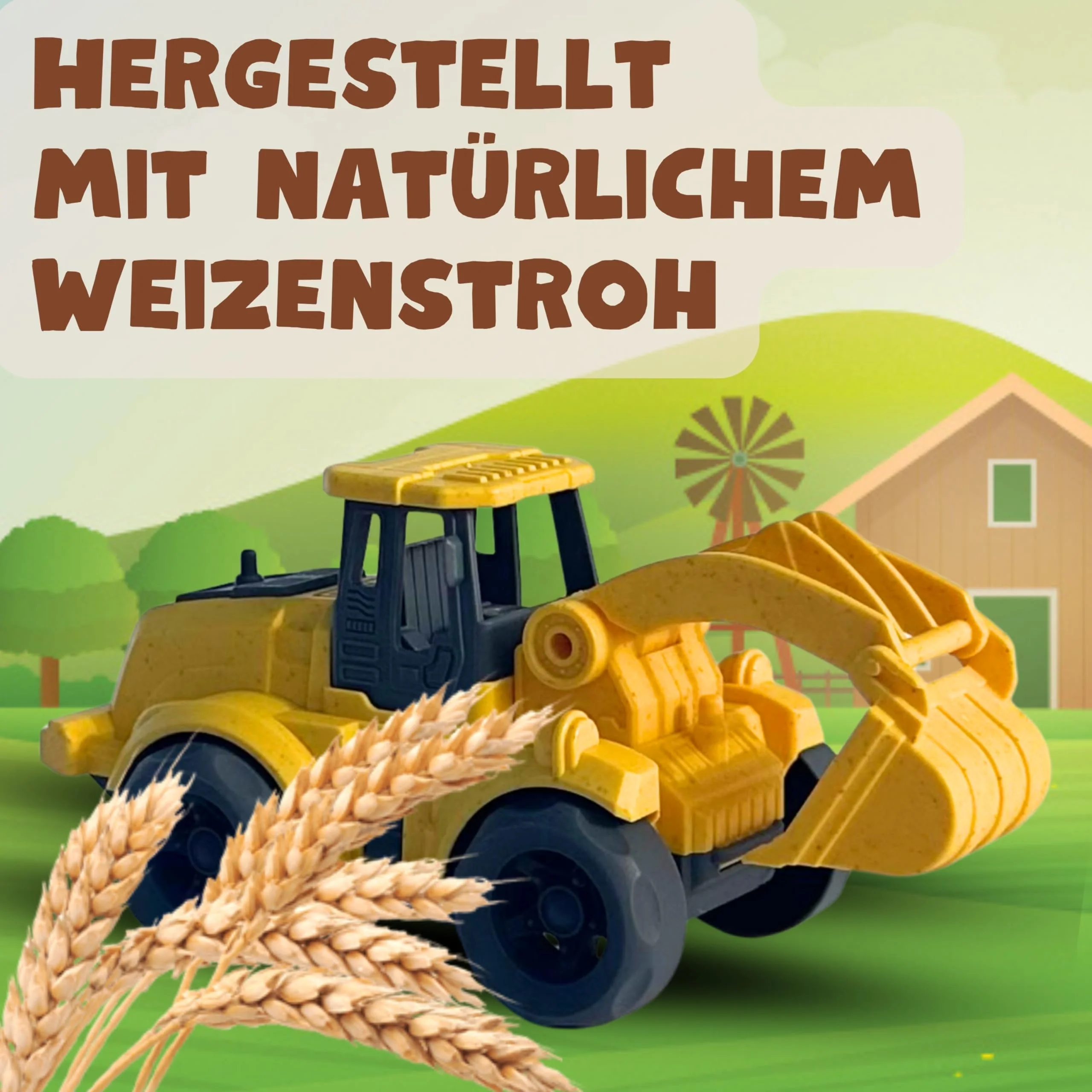 BIOPLAY® Bagger Spielzeug ab 2 Jahre | Bio Kunststoff | Bewegliche Baggerschaufel | Nachhaltiges Spielzeug ab 18 Monate für Jungen und Mädchen | Indoor und Outdoor | Baustellenfahrzeug - Image 8