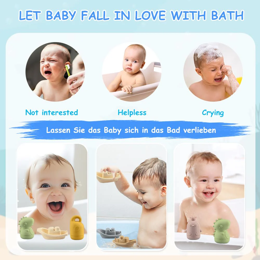 BIQIQI Baby Badespielzeug, 15 Stück Badewannenspielzeug Baby Silikon Wasserspielzeug Kinder mit Spritztiere Boote Badelöffeln,Schwimmende Schwimmbad Badewanne Pool Bad Spielzeug für Kleinkinder - Image 2