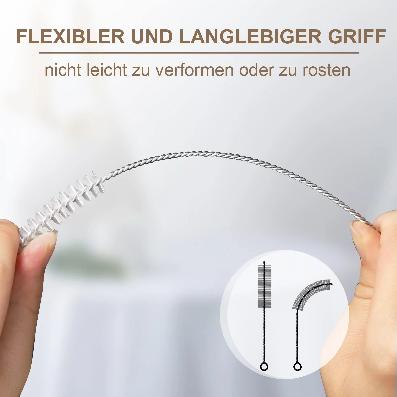 Birswoil Kleine Reinigungsbürste Set, 8 Stück Nylon Milchschlauchbürste für Kaffeevollautomat, Strohhalme Bürste, Pfeifenreiniger Bürste, Flaschenbürste (Weiß) - Image 3