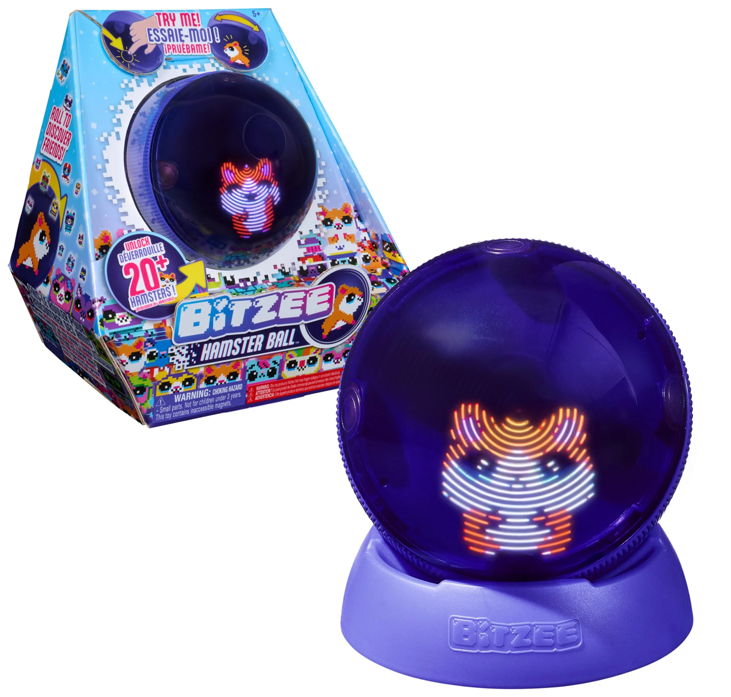 Bitzee Hamsterball - interaktives Spielzeug mit über 20 virtuellen Hamstern zum Rollen und Spielen, das Digitale Haustier reagiert auf Berührung und Bewegung, für Kinder ab 5 Jahren