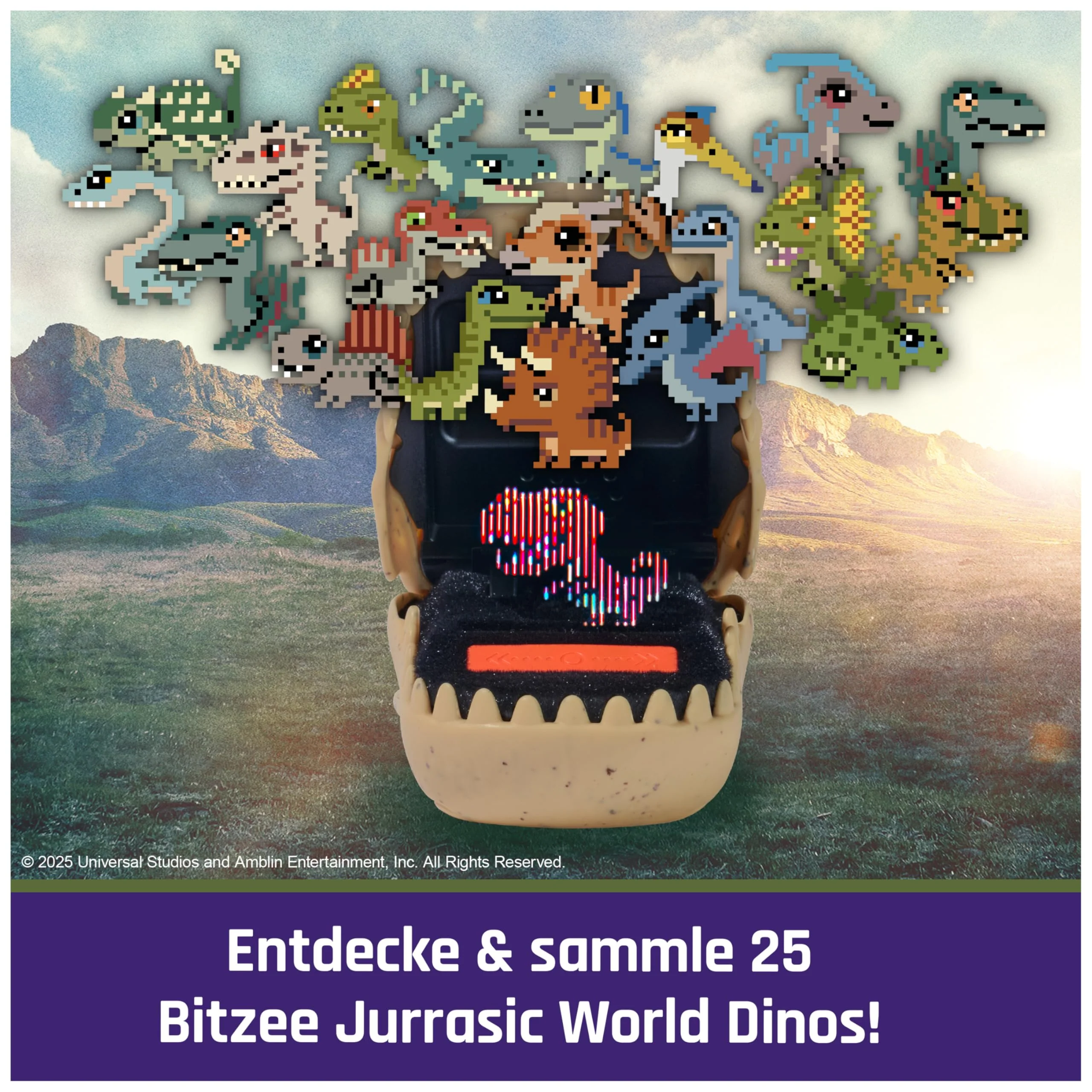 Bitzee Jurassic World - interaktives Spielzeug im Design eines T-Rex Schädels, mit 25 virtuellen Dinosauriern, die auf Bewegung reagieren und Battle Modus, Sammlerstück, für Kinder ab 5 Jahren - Image 4