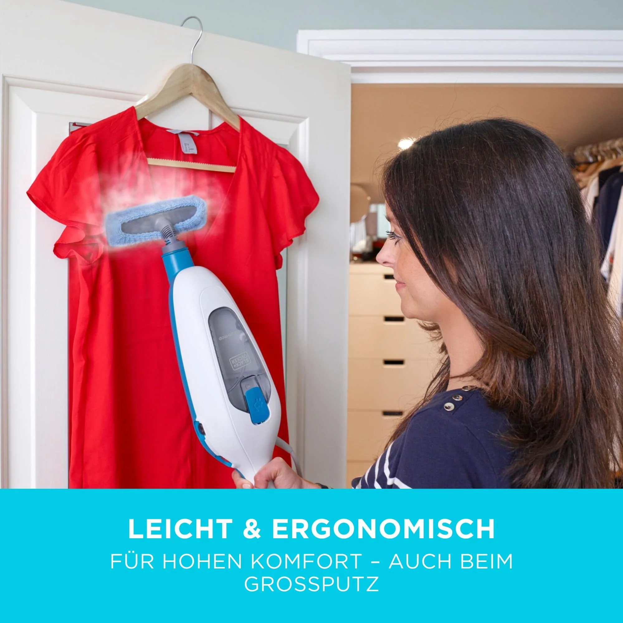 BLACK+DECKER 1300W 10-in-1 Dampfbesen Steam Mop Deluxe (Dampfreiniger für hygienische, gründliche Sauberkeit, großes Zubehörset + herausnehmbares Handdampfgerät, einfache Bedienbarkeit) FSMH13E10 - Image 6