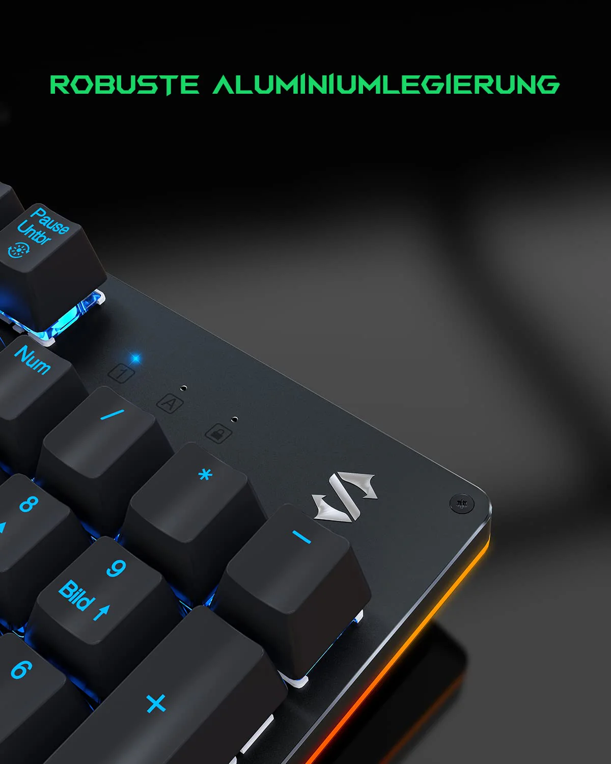 Black Shark Mechanische Gaming Tastatur RGB-Beleuchtung, QWERTZ Deutsches Layout, Blauen Schaltern, Anti-Ghosting 105 Tasten, Metall Platte, Voll Programmierbare Gaming Tastatur, für PC Gamers - Image 5