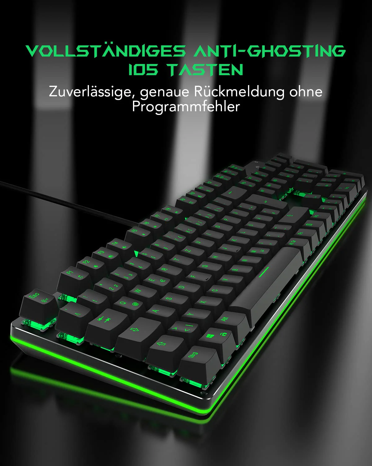 Black Shark Mechanische Gaming Tastatur RGB-Beleuchtung, QWERTZ Deutsches Layout, Rote Schalter, Anti-Ghosting 105 Tasten, Metall Platte, Voll Programmierbare Gaming Tastatur, für PC Gamers - Image 7
