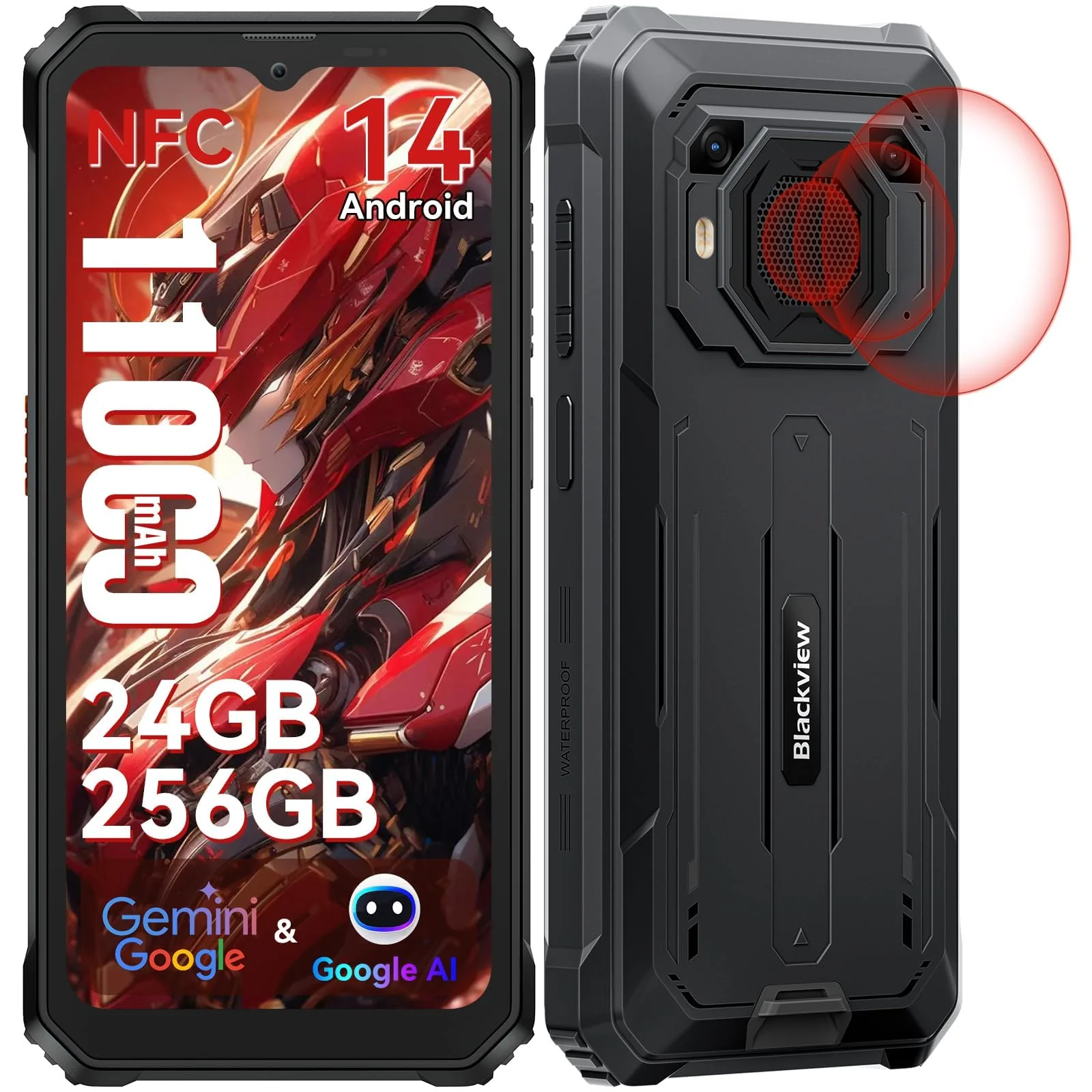Blackview BV6200 Plus Outdoor Handy 11000mAh 24GB+256GB/2TB, Android 15 Outdoor Smartphone Ohne Vertrag, 98DB Lautsprecher, 6.56" 90Hz, IP69K Wasserdicht,Baustellenhandy, 16MP+13MP/Dual 4G/OTG/GPS/NFC - Image 4