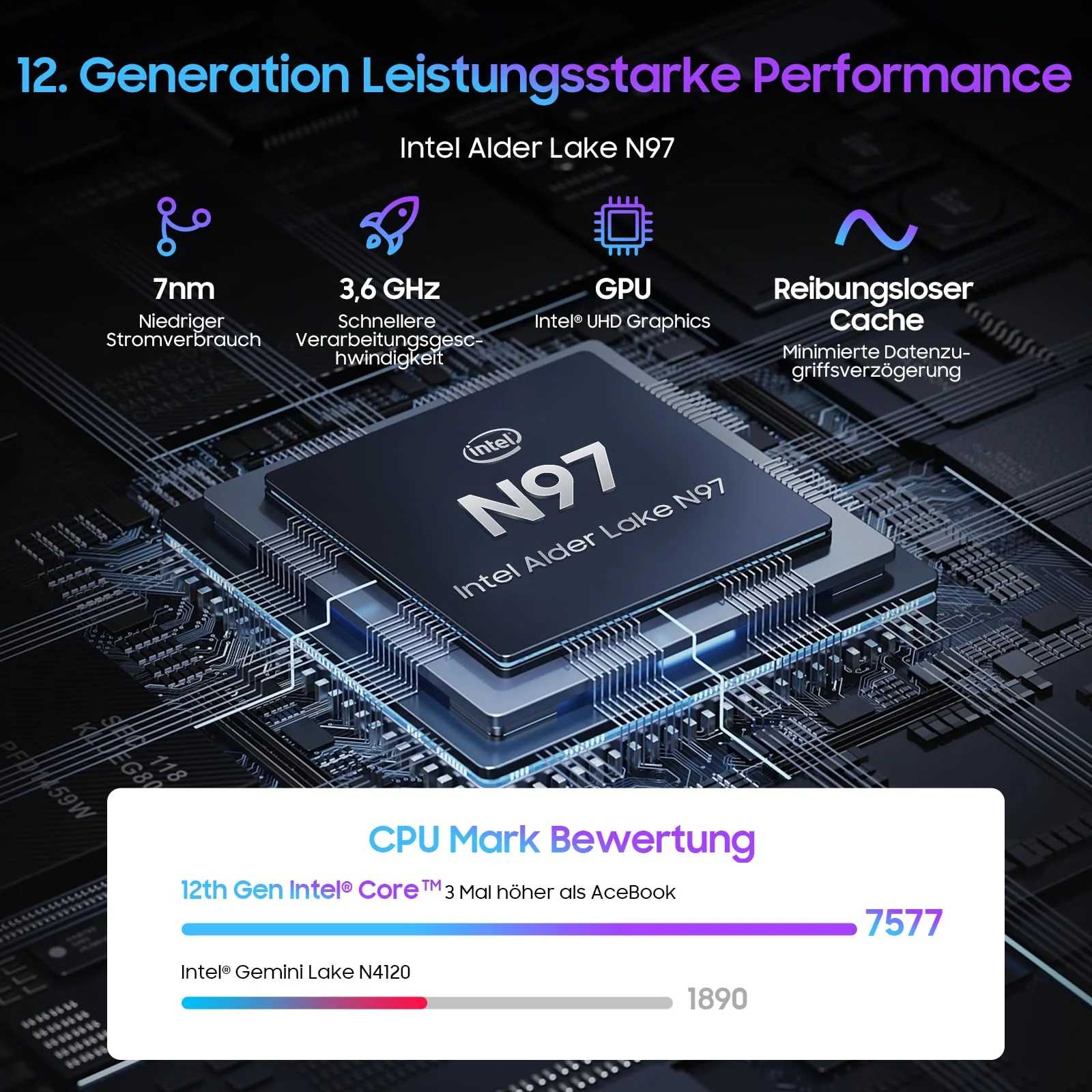 Blackview Laptop 15,6" FHD+ Notebook, 16GB DDR4 512GB SSD + TF, 3.6GHz Processor N97/UHD Graphics, Windows 11, 38Wh, QWERTY, HDMI 2.0, Bluetooth, USB 3.0, Fingerabdruck. FaceID, WLAN 5G - Image 7