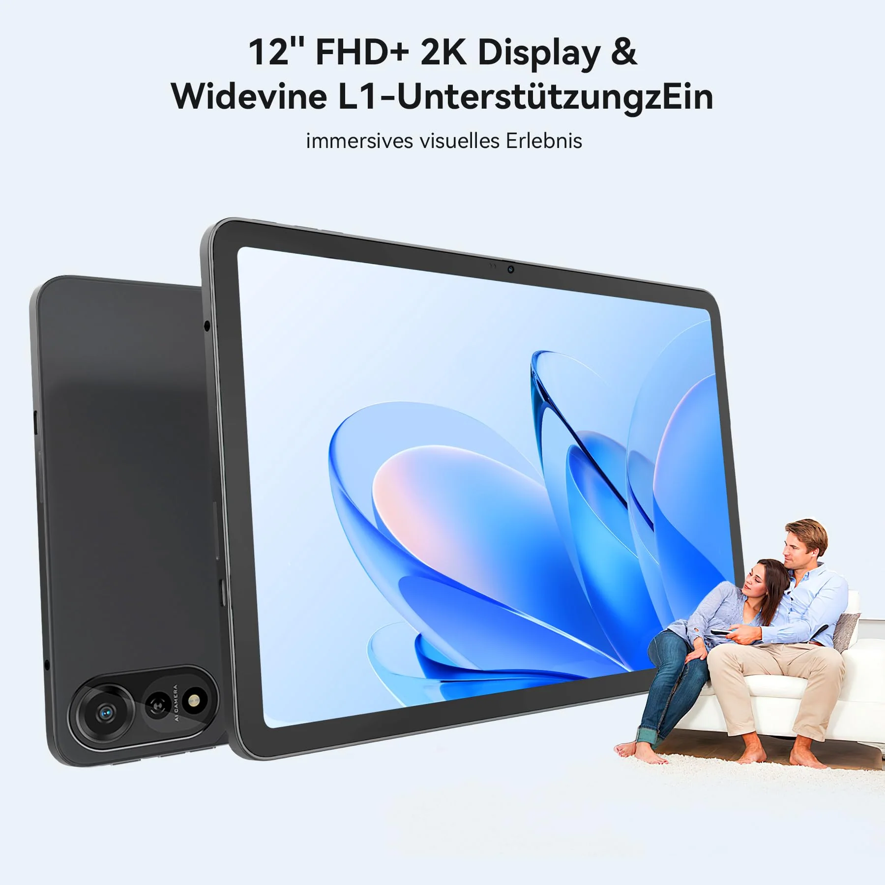 Blackview Mega2 Android 15 Tablet 12 Zoll, 36GB RAM+256GB ROM, 2K FHD Gaming Tablet mit Tastatur Maus Stift Kopfhörer, 4G LTE+5G WiFi, 9000 mAh, WideVine L1, Dual Kamera, Face ID, GPS, Hülle - Image 8