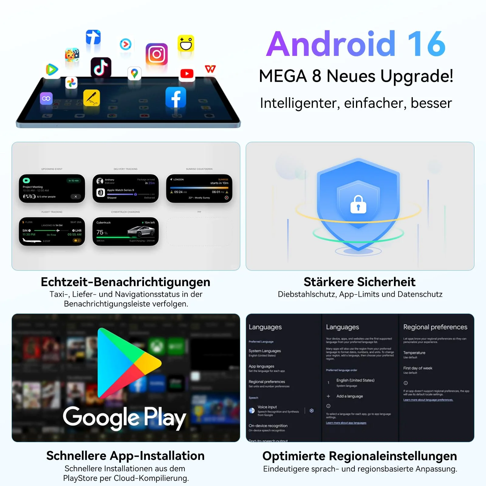 Blackview MEGA8 Android 16 Tablet 13 Zoll,36GB RAM+256GB ROM,90Hz 2K FHD Großes Display,4G LTE + 5G WiFi Gaming Tablet PC,Octa Core T620,50MP+13MP Dual AI Camera,11000mAh Akuu,Face ID - Image 9