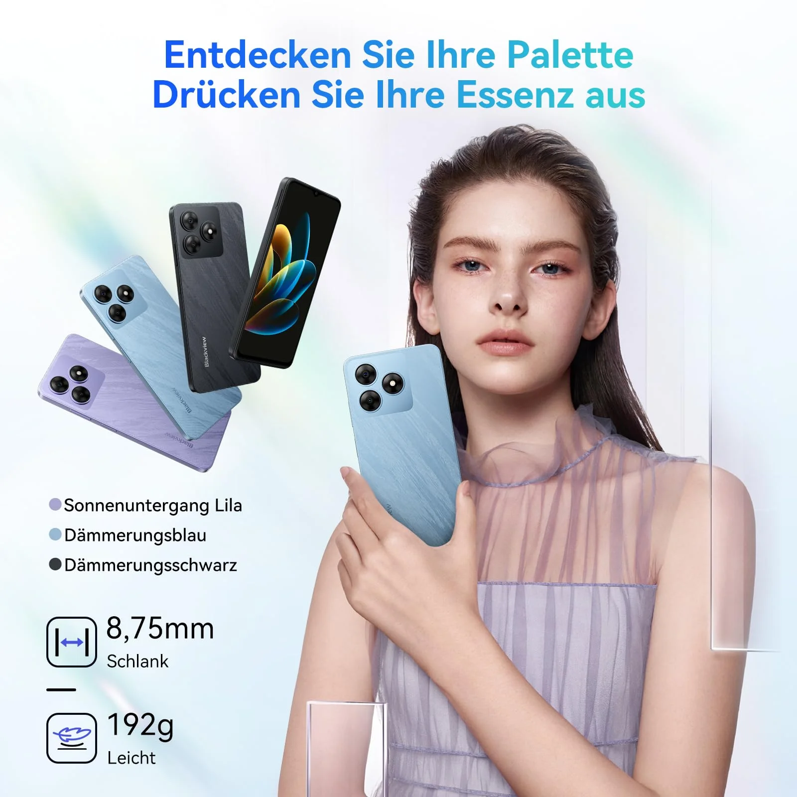Blackview Wave 8 Handy Ohne vertrag Android 14, 12GB+128GB/2TB TF, 90Hz 6.56", 5000mAh Smartphone ohne vertrag Günstig, Octa Core, 13MP+8MP, Dual SIM/Fingerabdruck/GPS/OTG/Handytasche/Härtungsfolie - Image 4