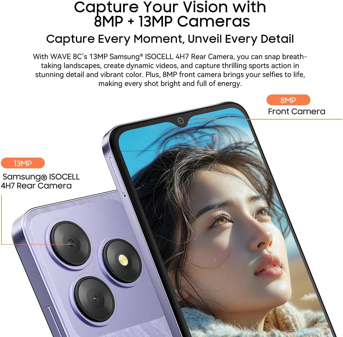 Blackview Wave 8C 4G Smartphone ohne Vertrag, 6,56'' HD+, Octa-Core 6GB+64GB (2TB Externe SD), 13MP+8MP Kamera, 3 Kartensteckplätze, Android 14 DUAL SIM Handy, Smart-K Box Lautsprecher, GPS Blau - Image 11
