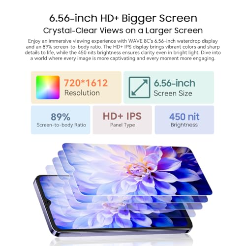 Blackview Wave 8C 4G Smartphone ohne Vertrag, 6,56'' HD+, Octa-Core 6GB+64GB (2TB Externe SD), 13MP+8MP Kamera, 3 Kartensteckplätze, Android 14 DUAL SIM Handy, Smart-K Box Lautsprecher, GPS Blau - Image 8