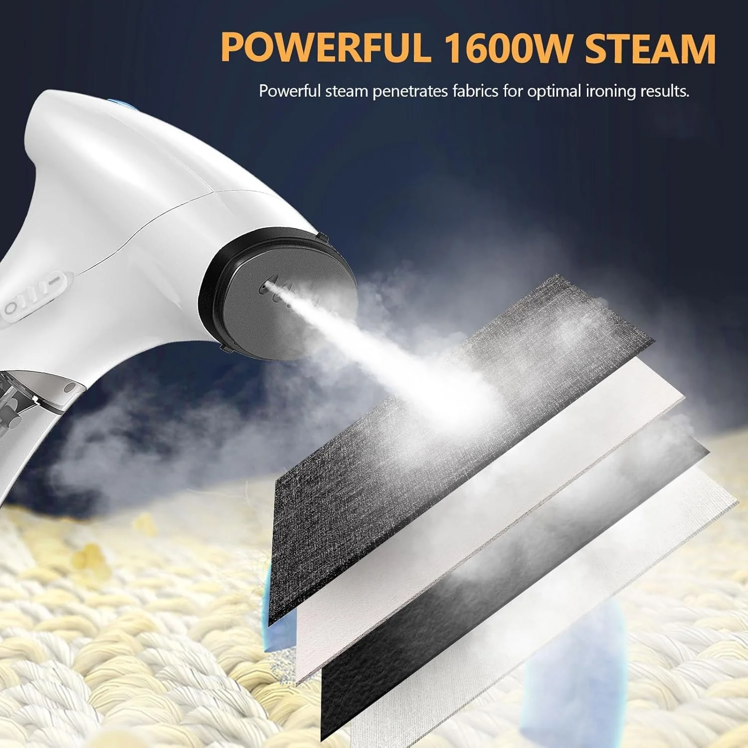 Blesgam Steamer Dampfglätter 1600W, Tragbarer Dampfglätter Konstante Dampfleistung 25 g/min, Kompakt Reisebügeleisen Dampfbügeleisen Schnelle Faltenglättung für Kleidung, Weiß - Image 3